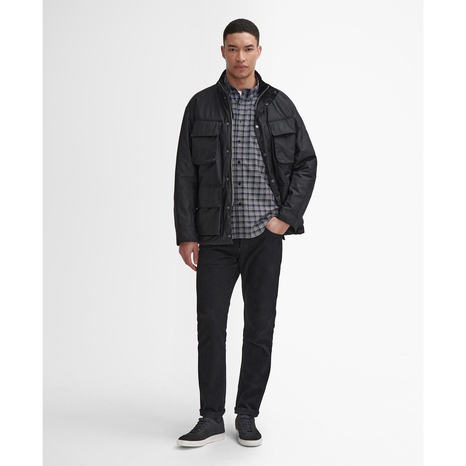 Black BK71 - Barbour International - Men's Brunton Waxed Cotton Stand Collar Wax Jacket - 3