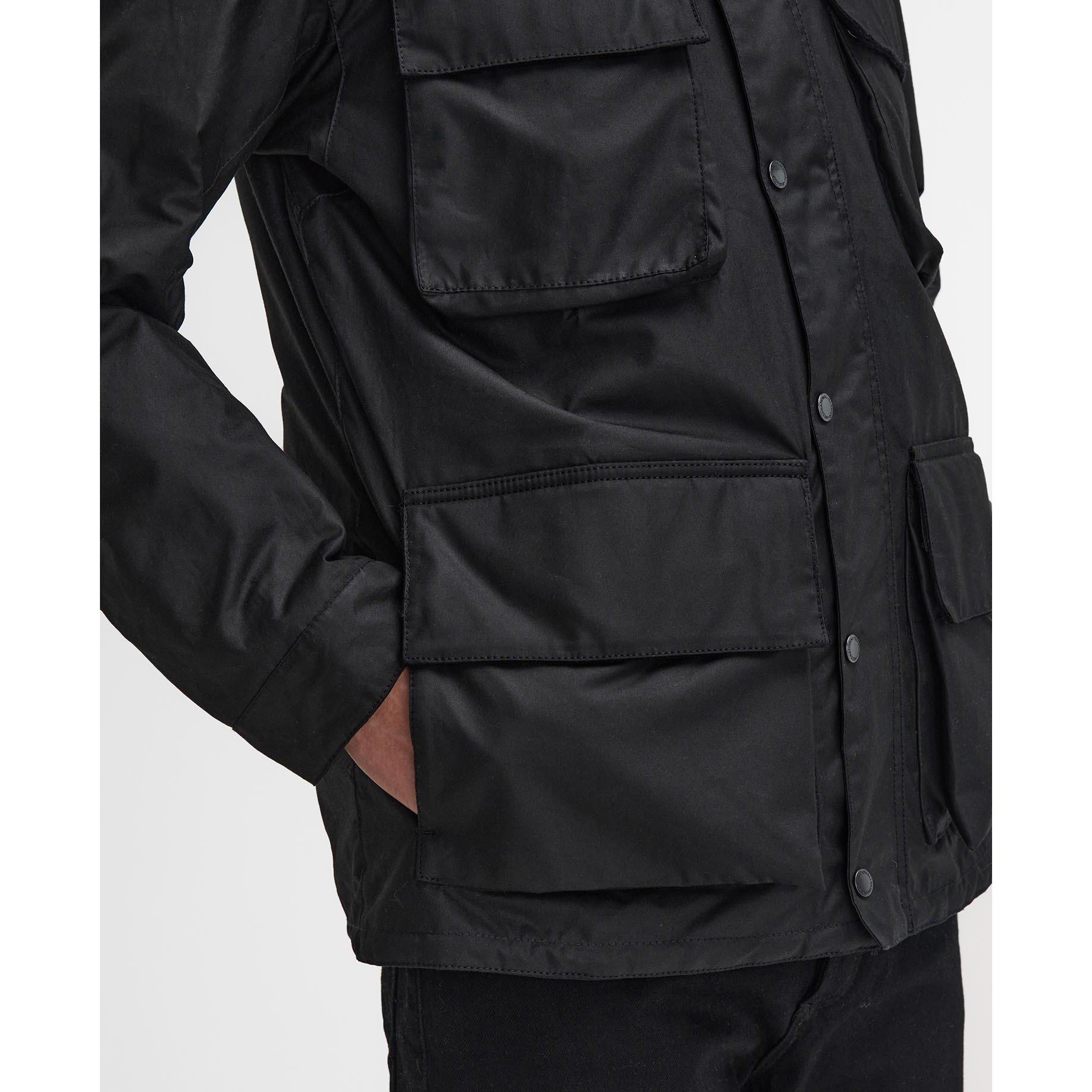 Black BK71 - Barbour International - Men's Brunton Waxed Cotton Stand Collar Wax Jacket - 6