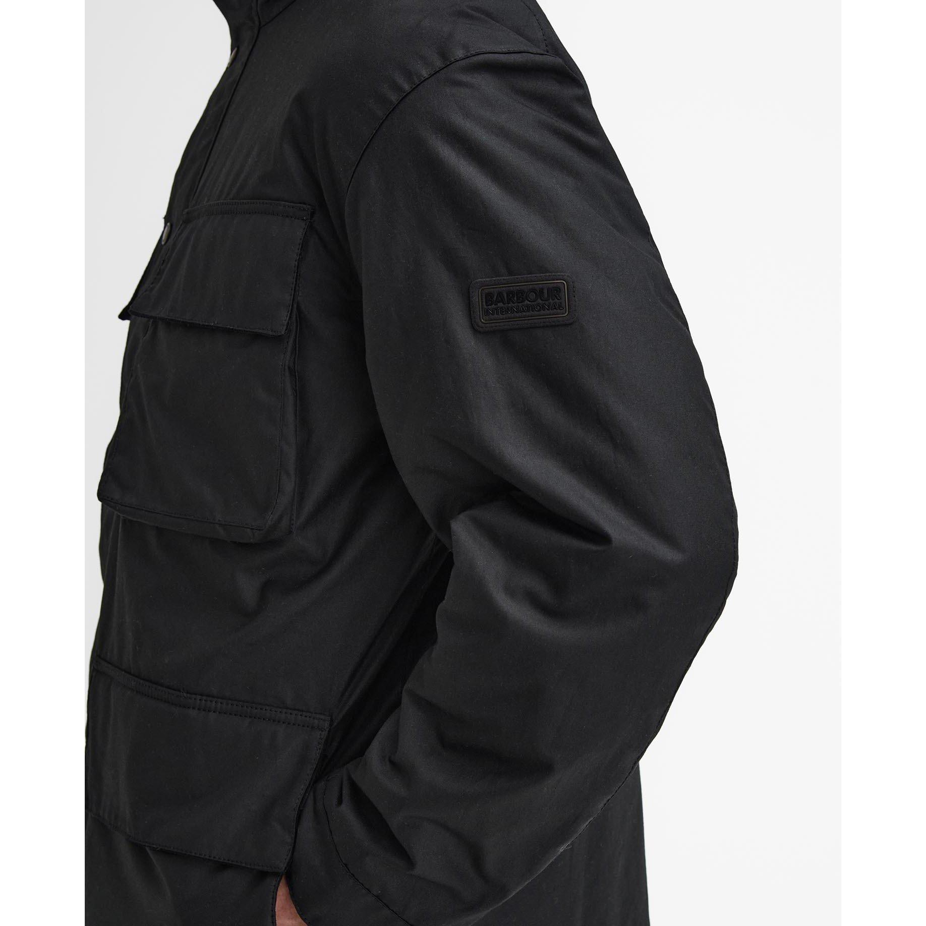 Black BK71 - Barbour International - Men's Brunton Waxed Cotton Stand Collar Wax Jacket - 7