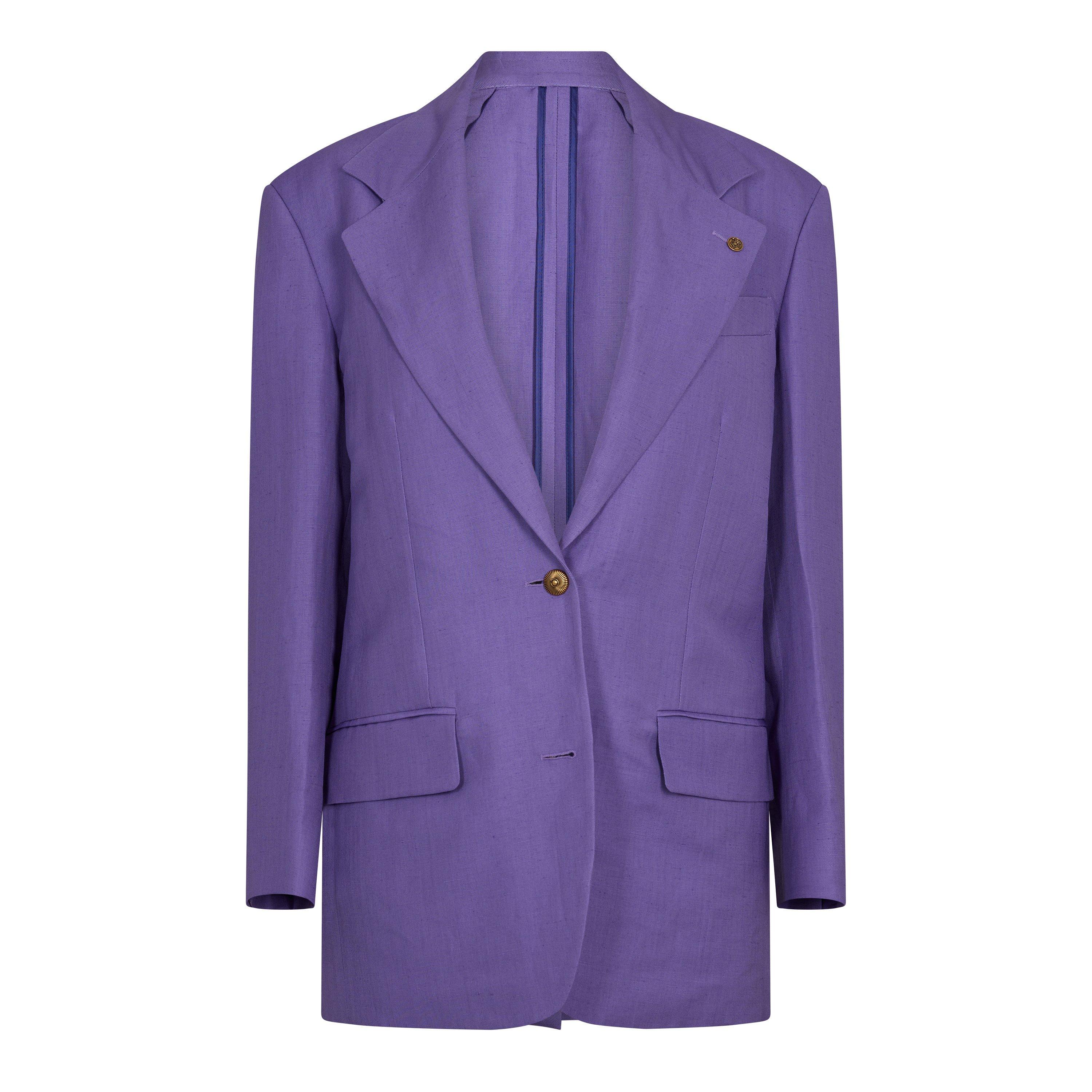 Lilac - Versace - Women's Wool and Linen Blazer - 1