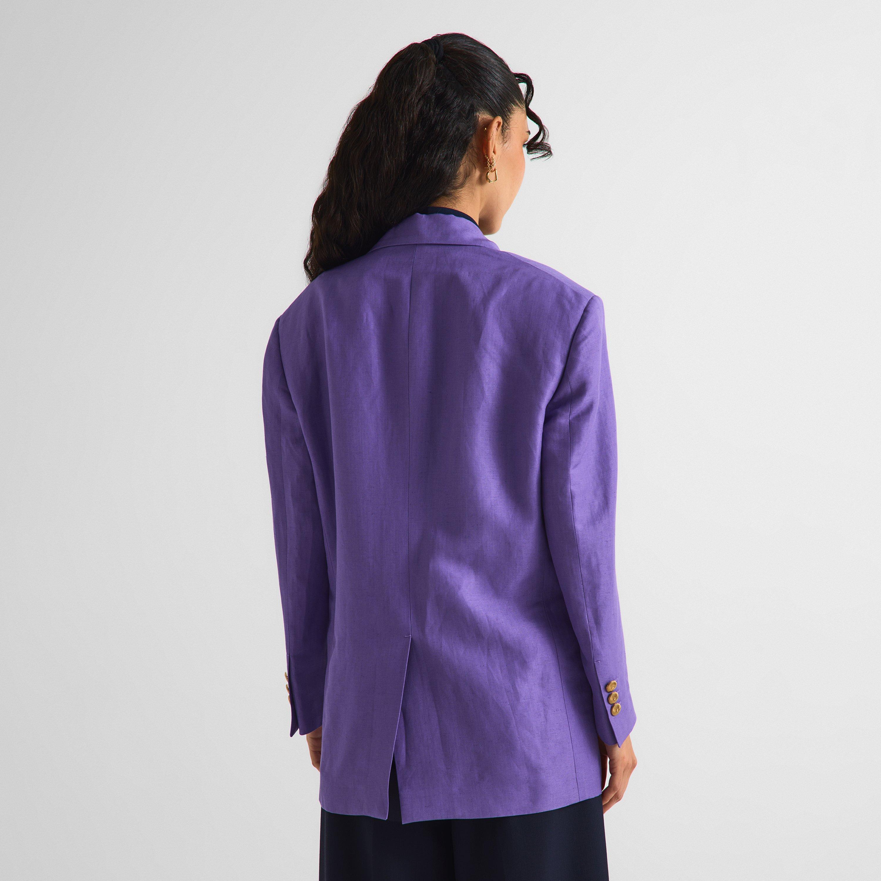 Lilac - Versace - Women's Wool and Linen Blazer - 4