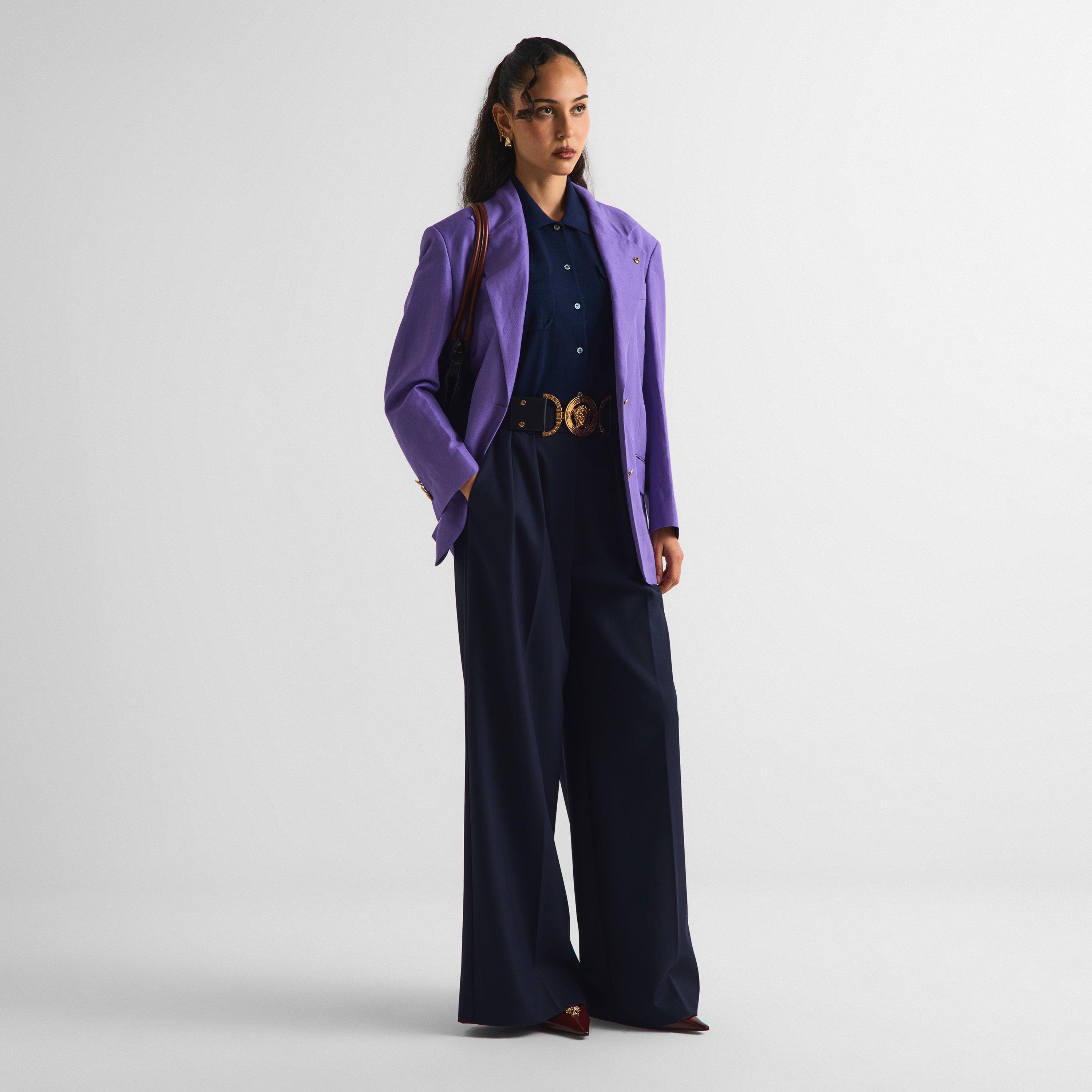 Lilac - Versace - Women's Wool and Linen Blazer - 6