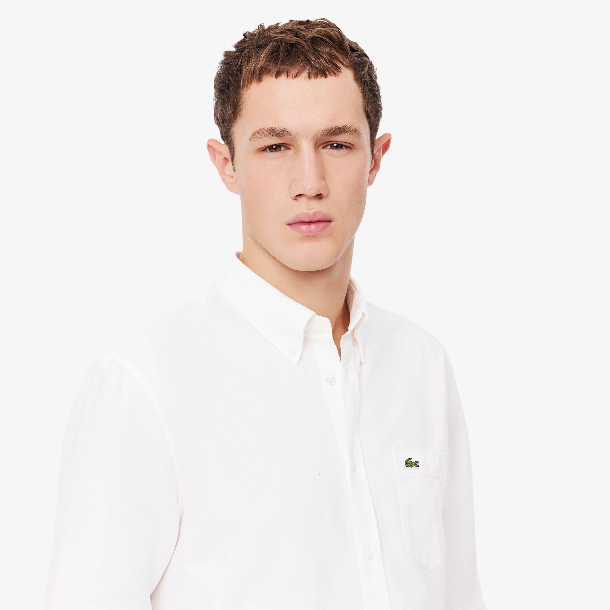 White 001 - Lacoste - Button Down Oxford Shirt - 3