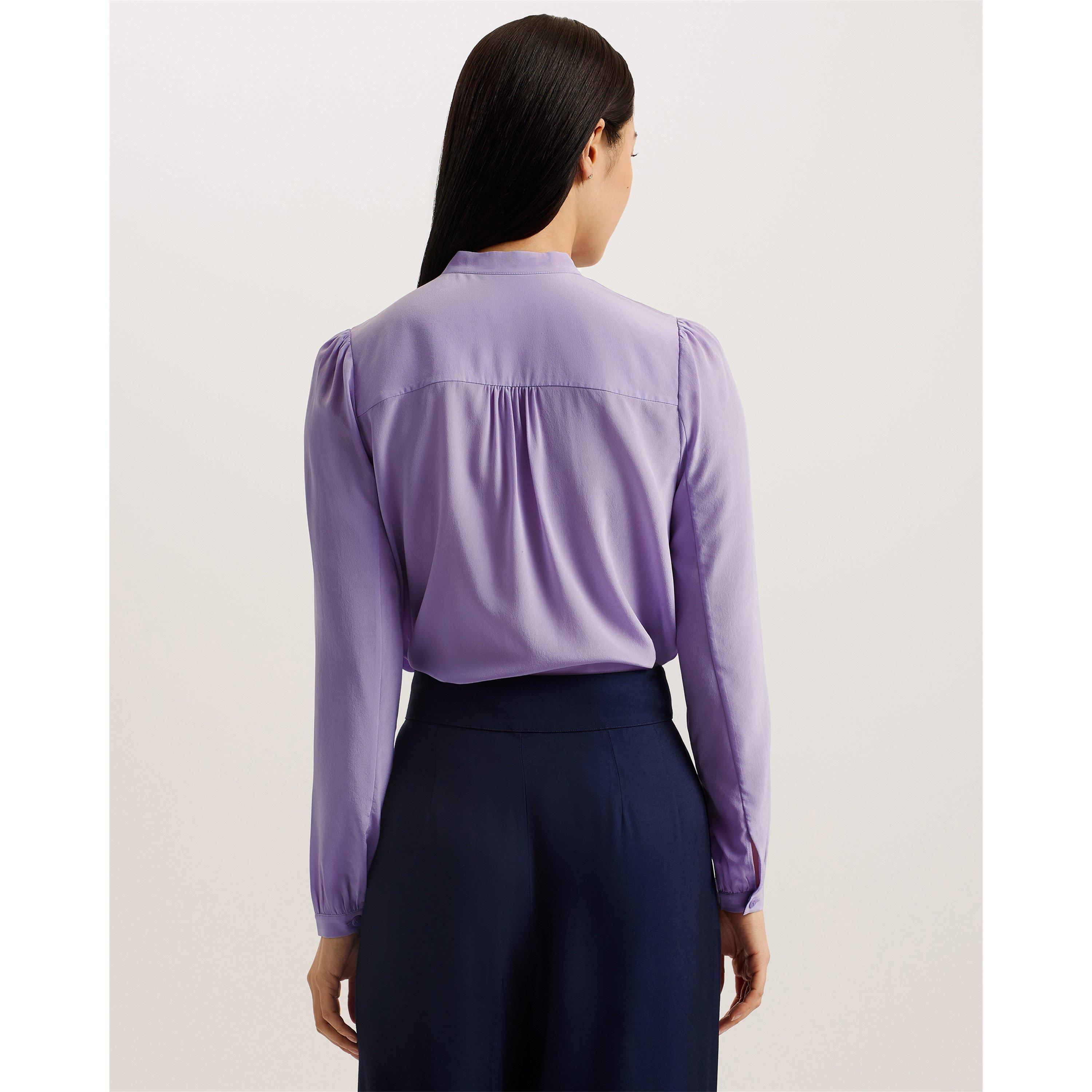 Lt-Purple - Ted Baker - Women's Hazel Tie Neck Long-Sleeve Blouse - 2