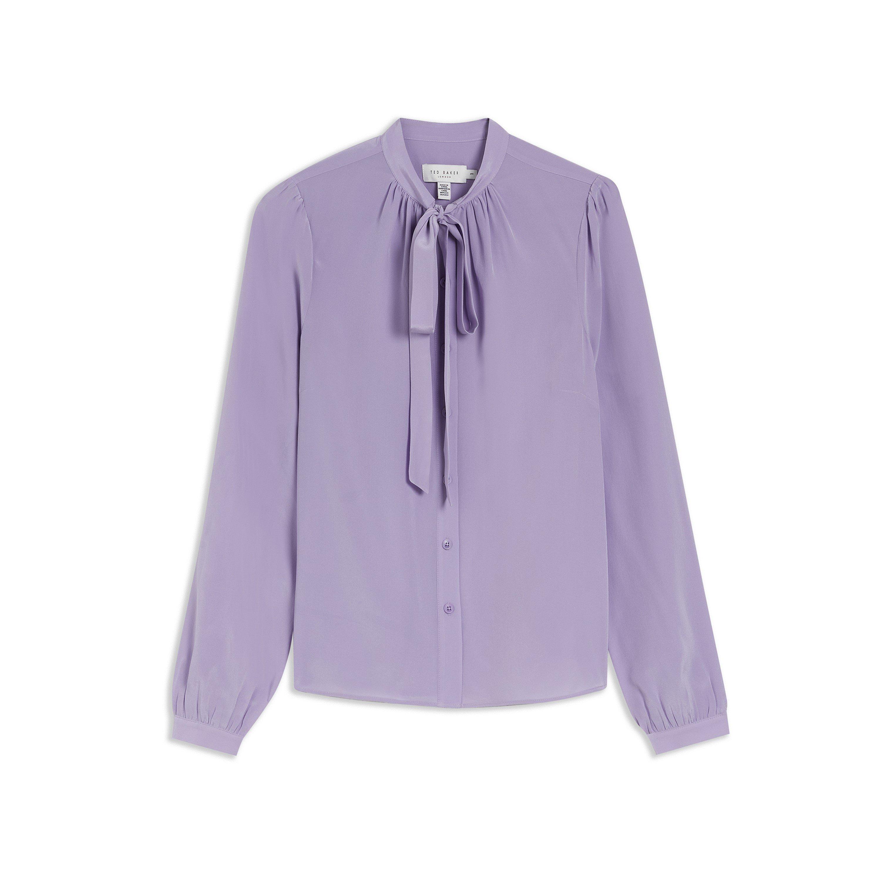 Lt-Purple - Ted Baker - Women's Hazel Tie Neck Long-Sleeve Blouse - 5
