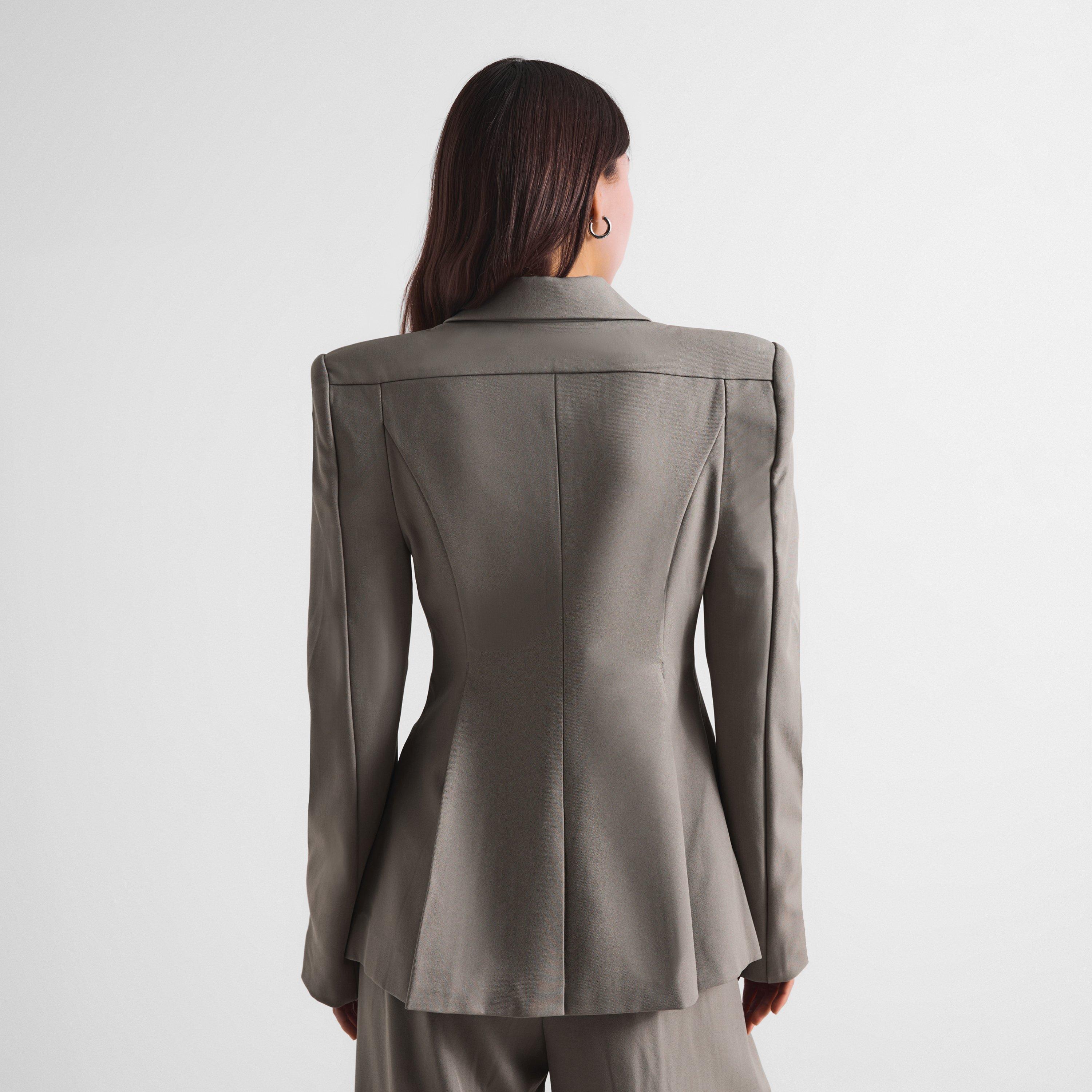 Grey - The Couture Club - Women's Couture Cinch Long-Sleeve Tailored Blazer - 4