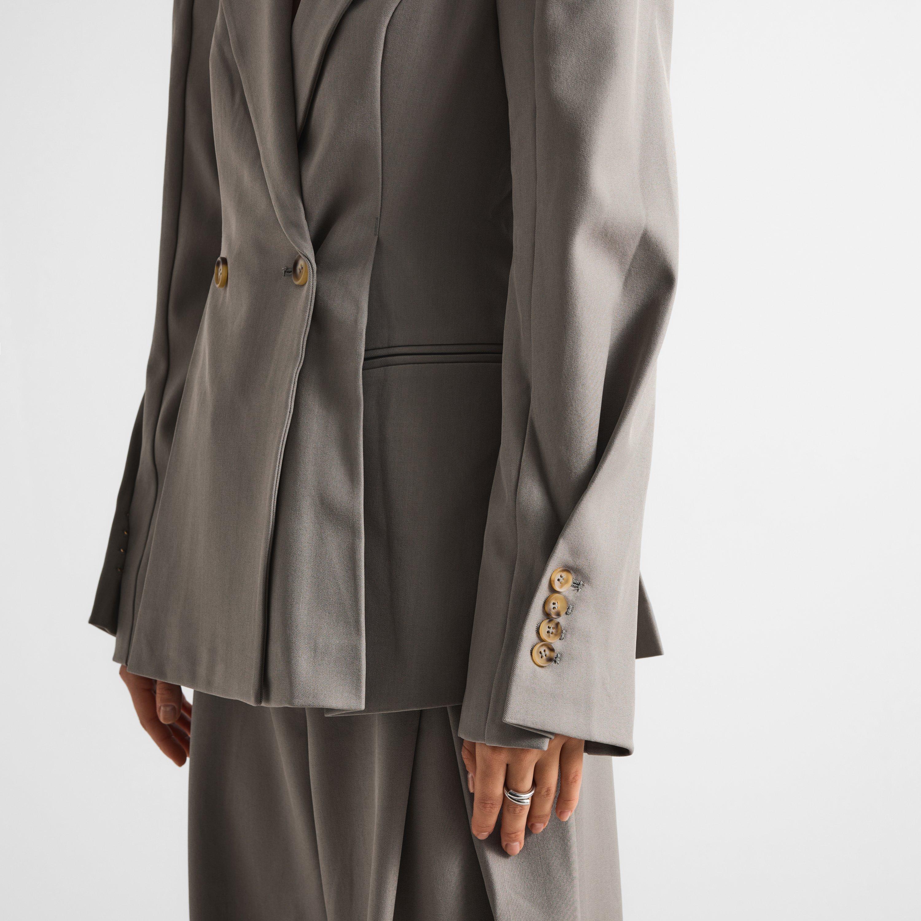 Grey - The Couture Club - Women's Couture Cinch Long-Sleeve Tailored Blazer - 5