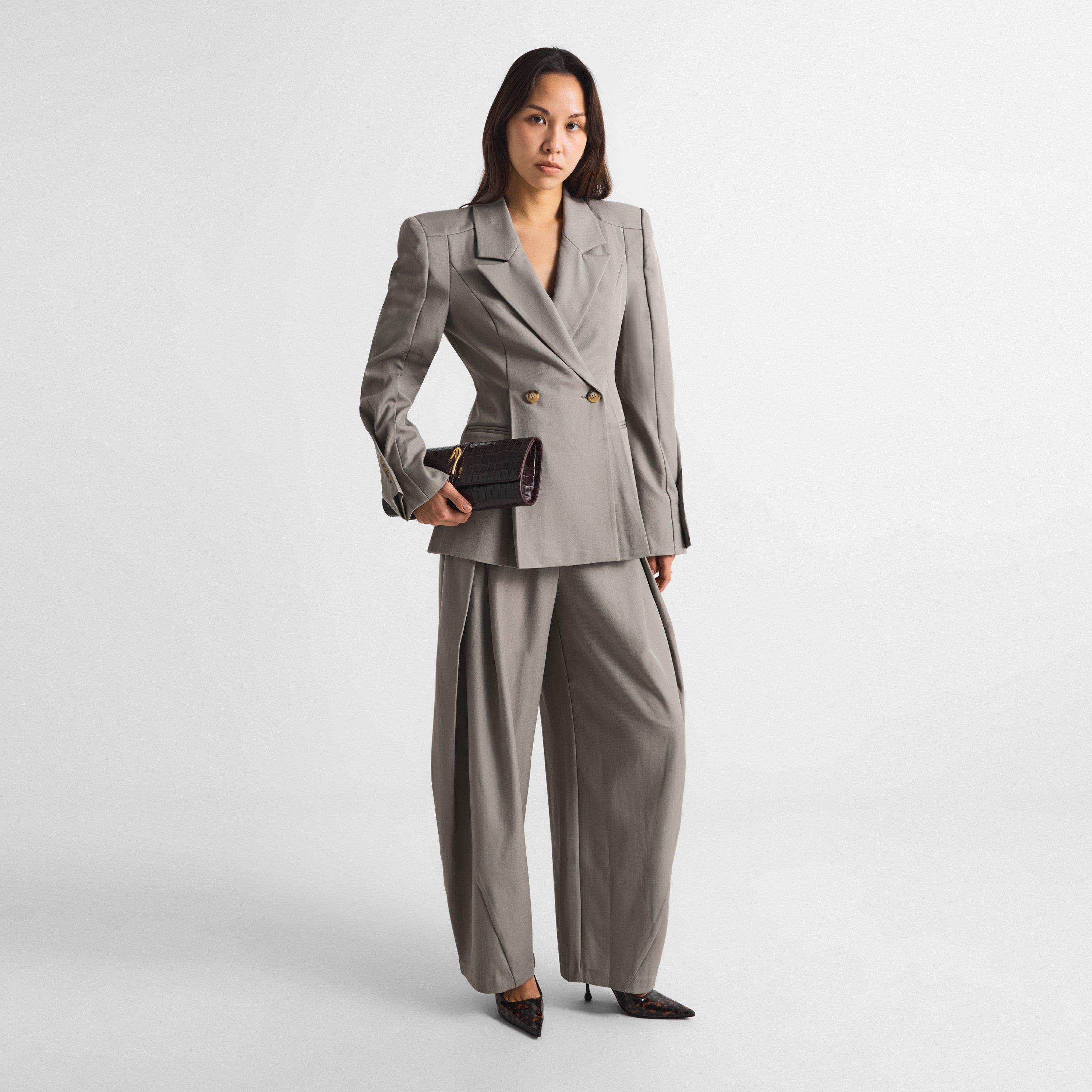 Grey - The Couture Club - Women's Couture Cinch Long-Sleeve Tailored Blazer - 6