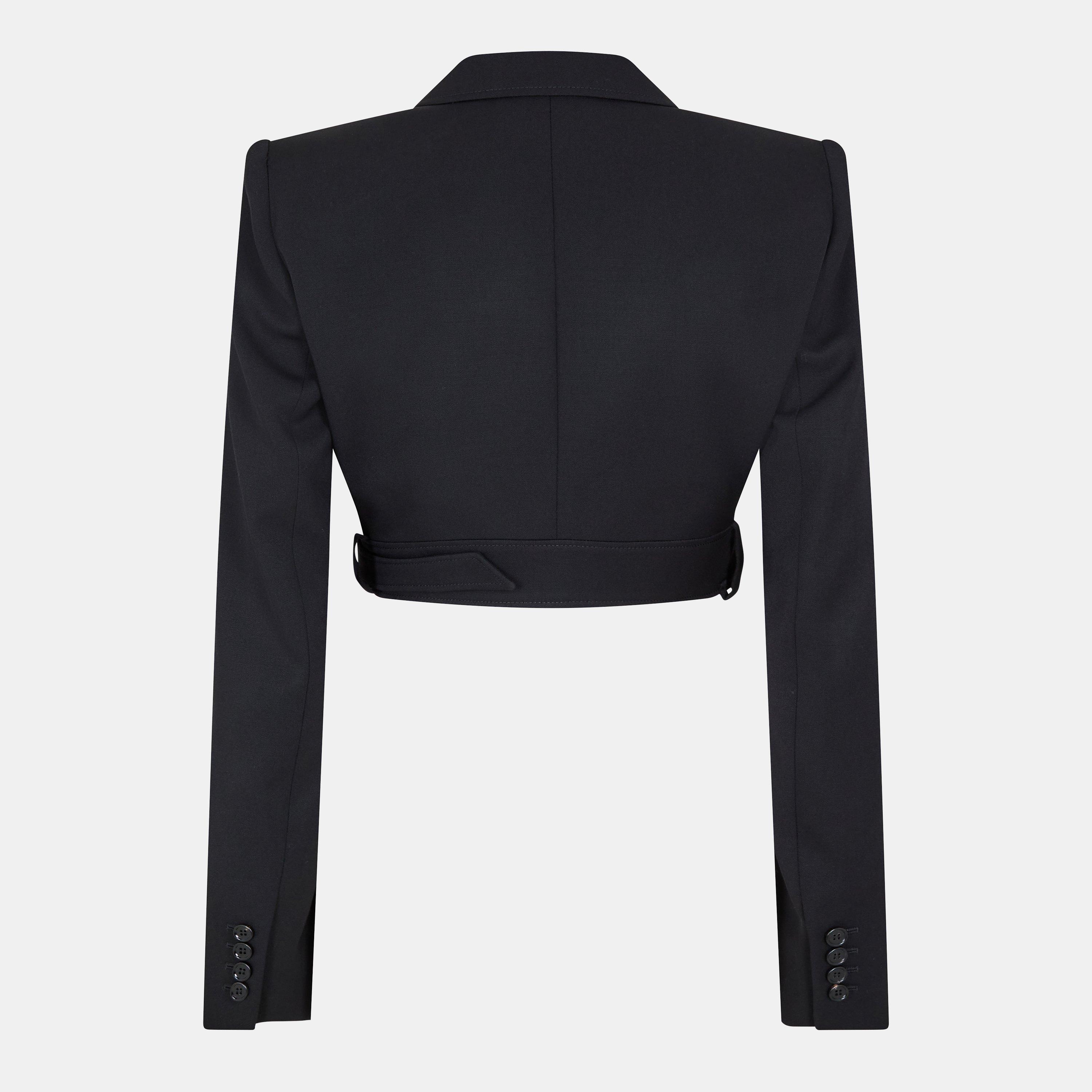 Black - Chloe - Women's Cropped Blazer - 2