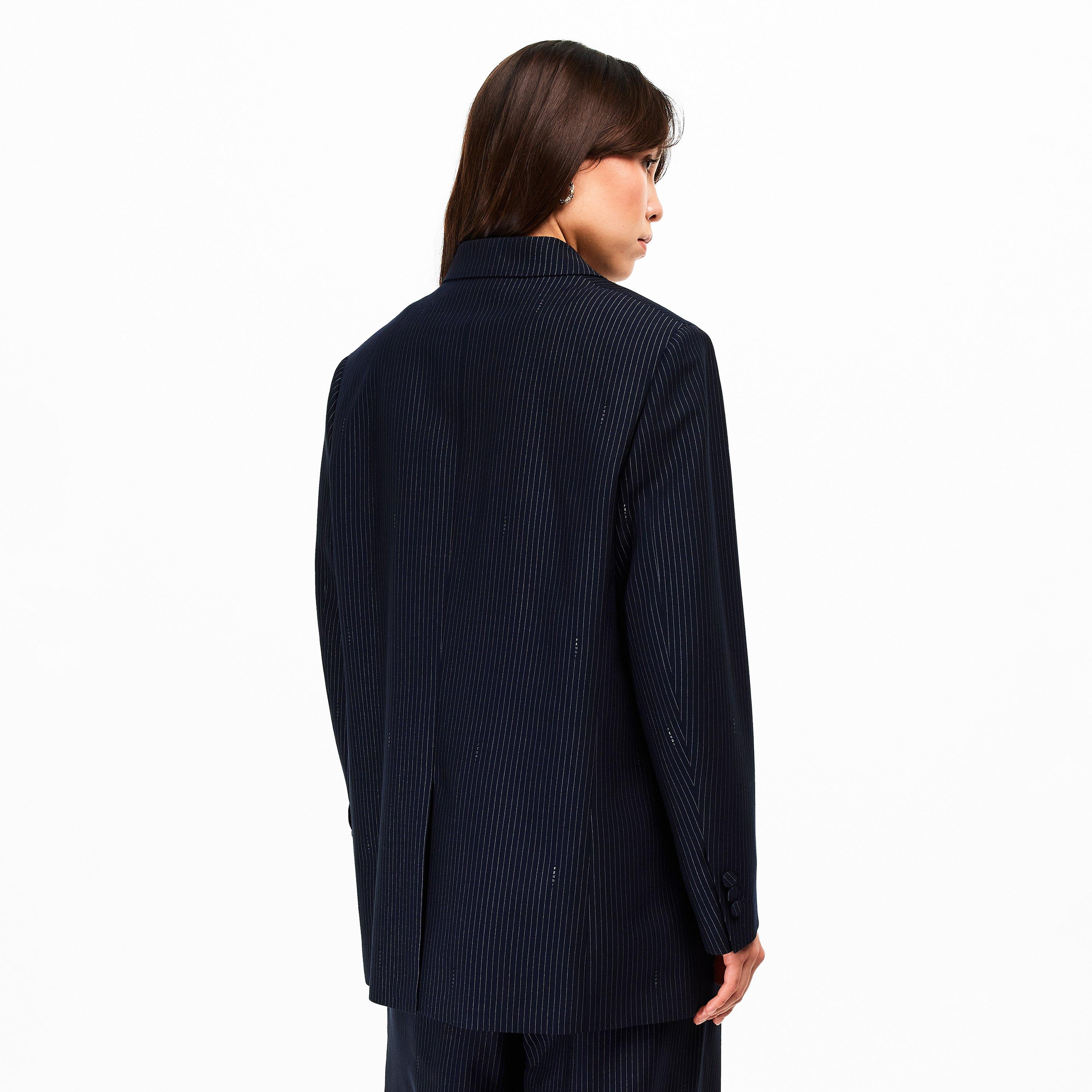 Blue Navy - Fendi - Womens Pinstriped Blazer - 4