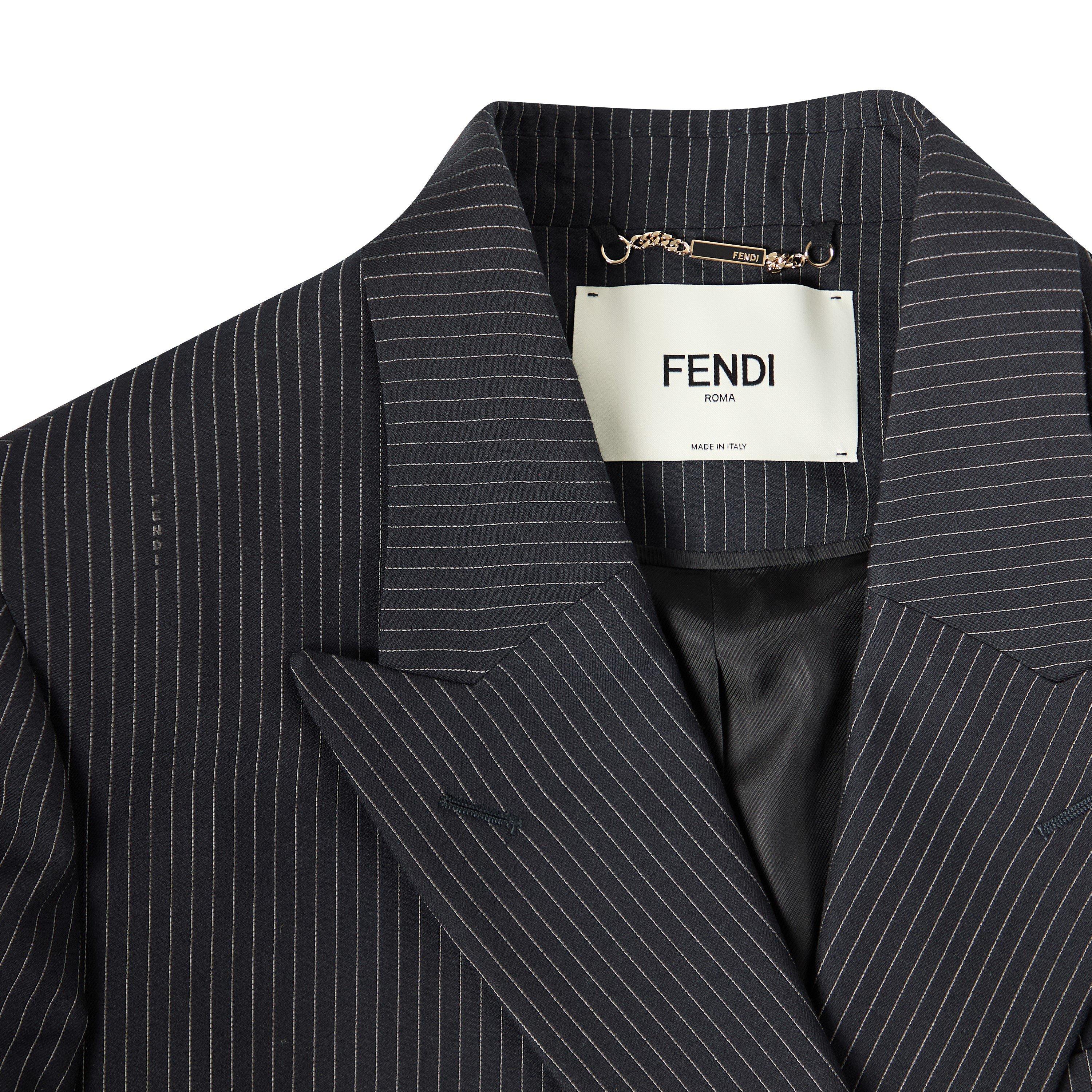 Blue Navy - Fendi - Womens Pinstriped Blazer - 5