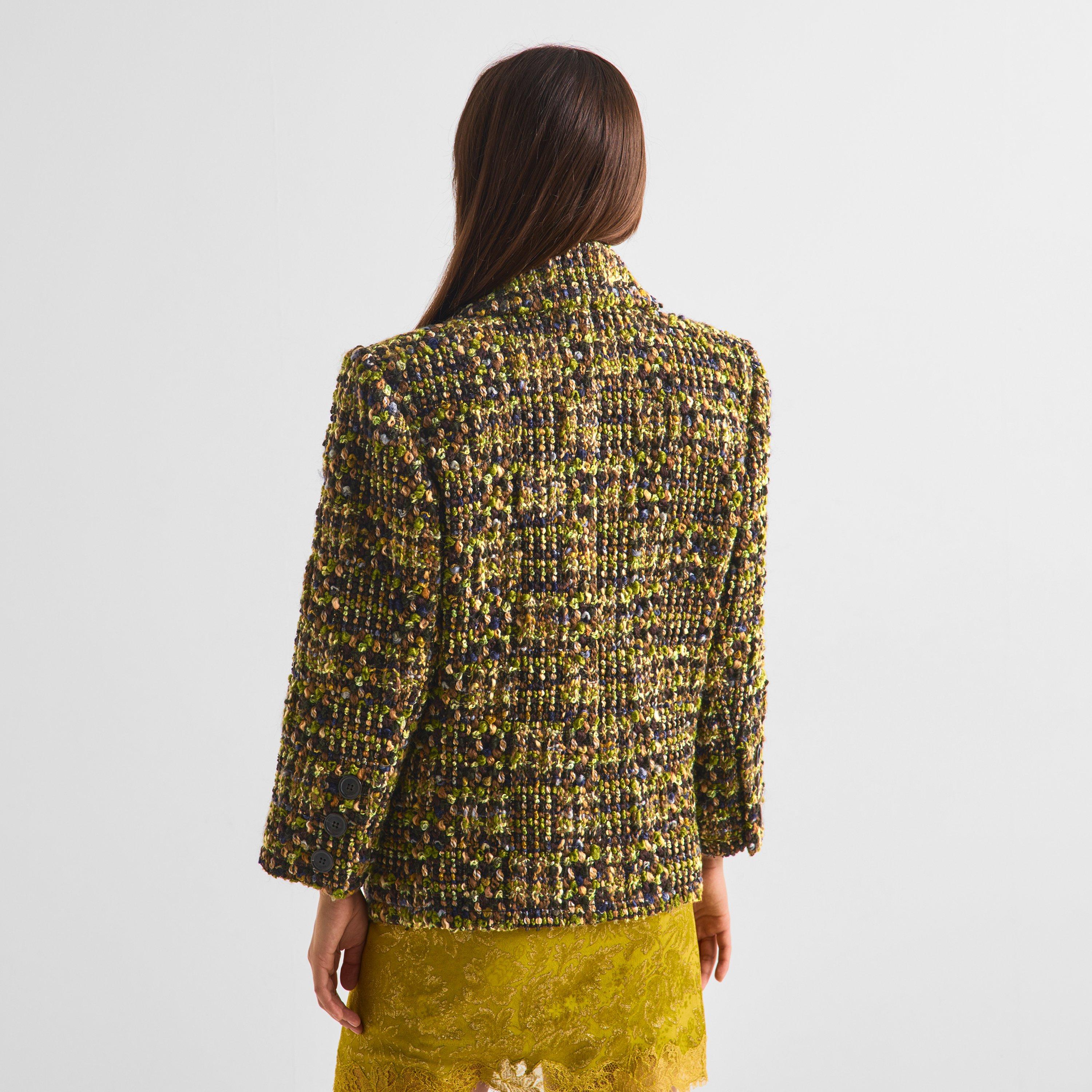 Kaki Gris - Saint Laurent - Women's Tweed Blazer - 4