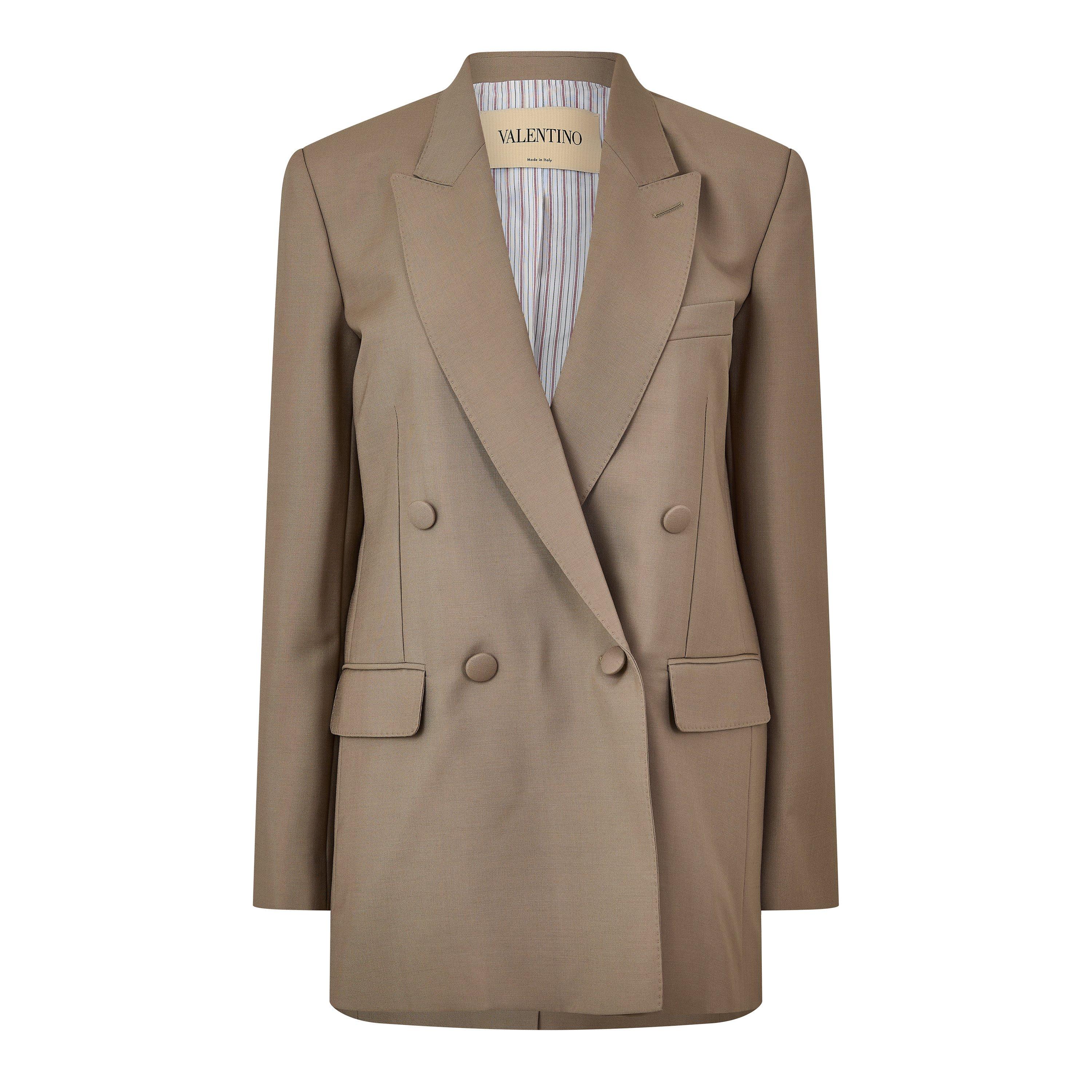 Valentino Val Mohair Blazer Ld63 - Beige Chino - Size 10 (S)