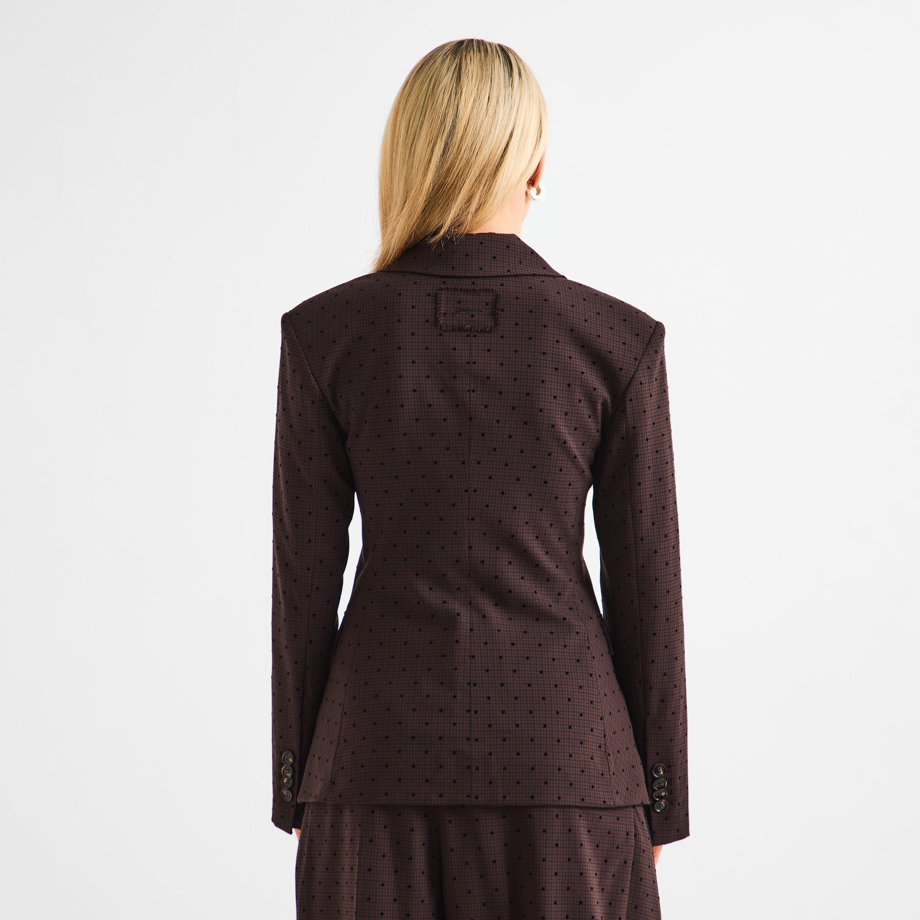 Chicory Coffee - Ganni - Women's Fleck Check Blazer - 4