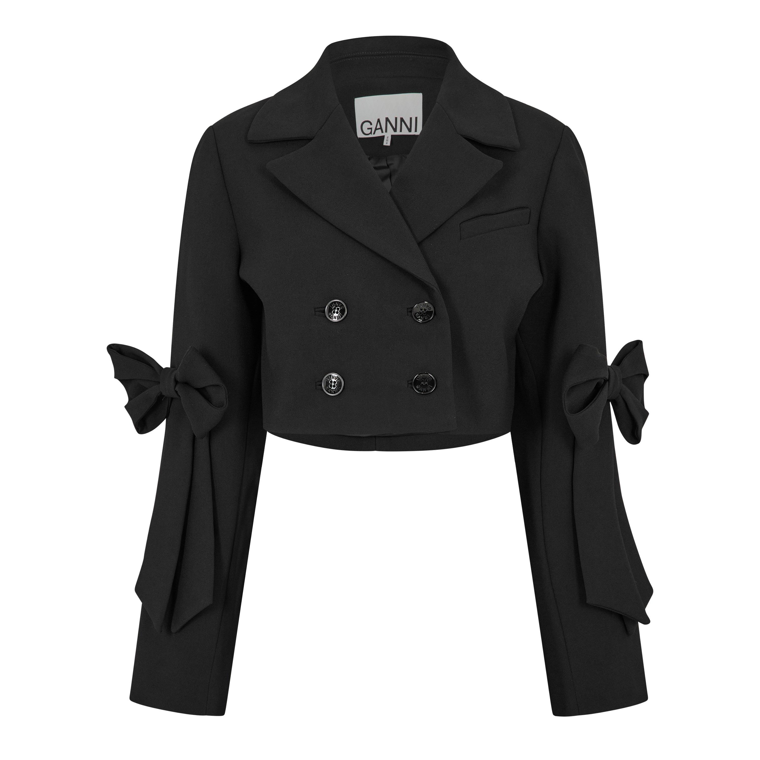 Ganni Women's Bonded Crop Blazer - Black - Size 12 (38)