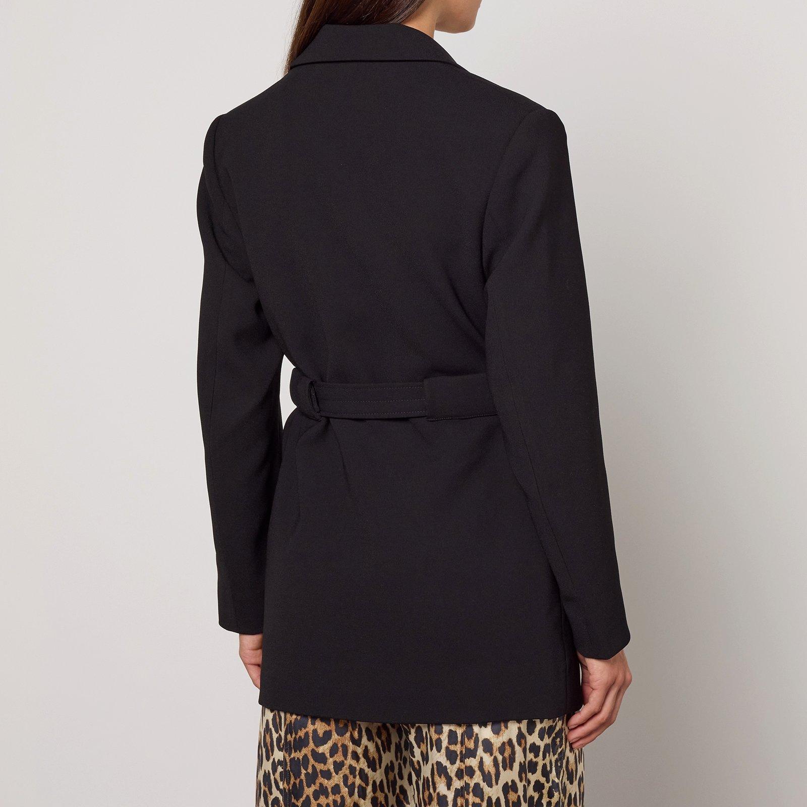 Black - Ganni - Women's Crepe Belt Blazer - 2