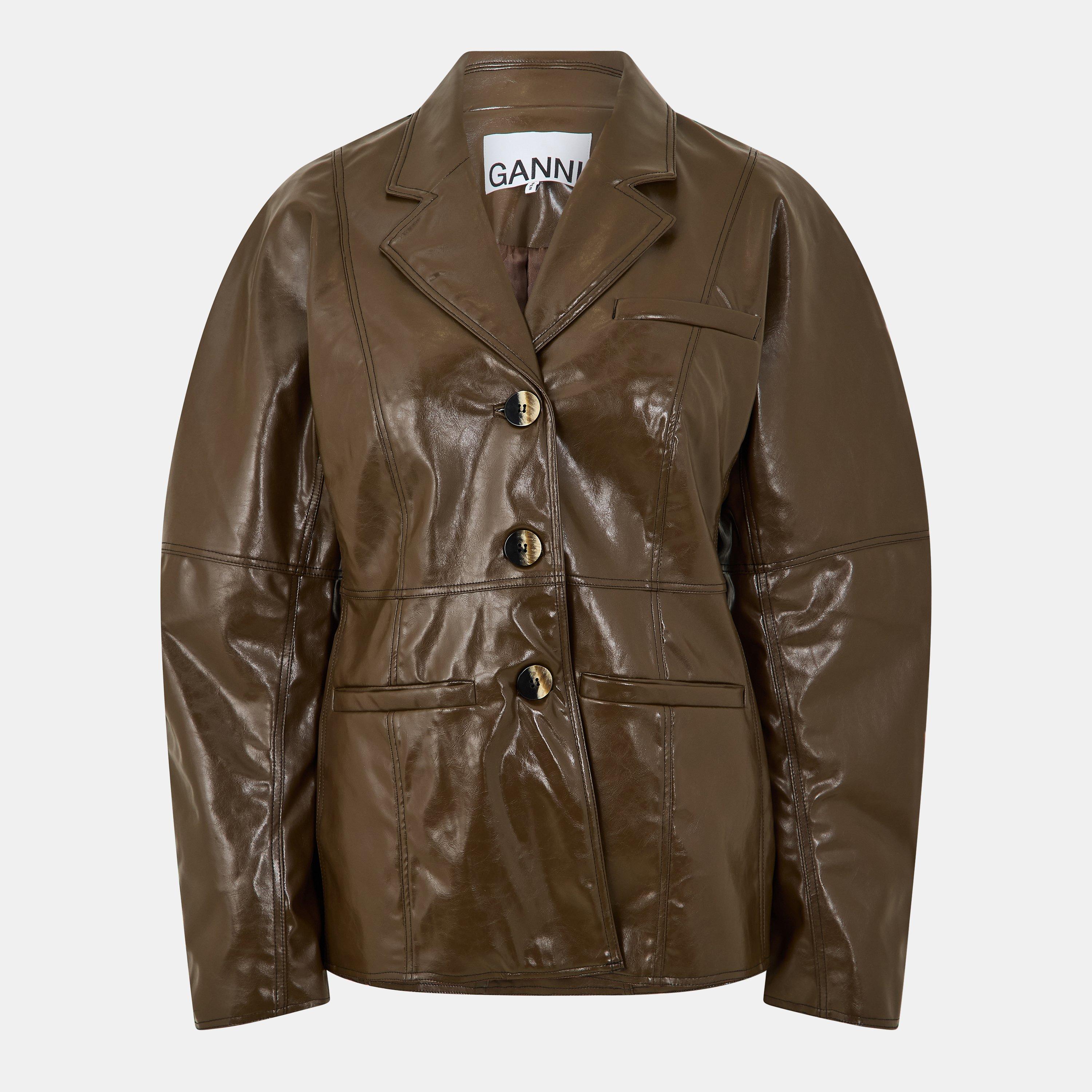 Teak - Ganni - Women's Patent Blazer - 1