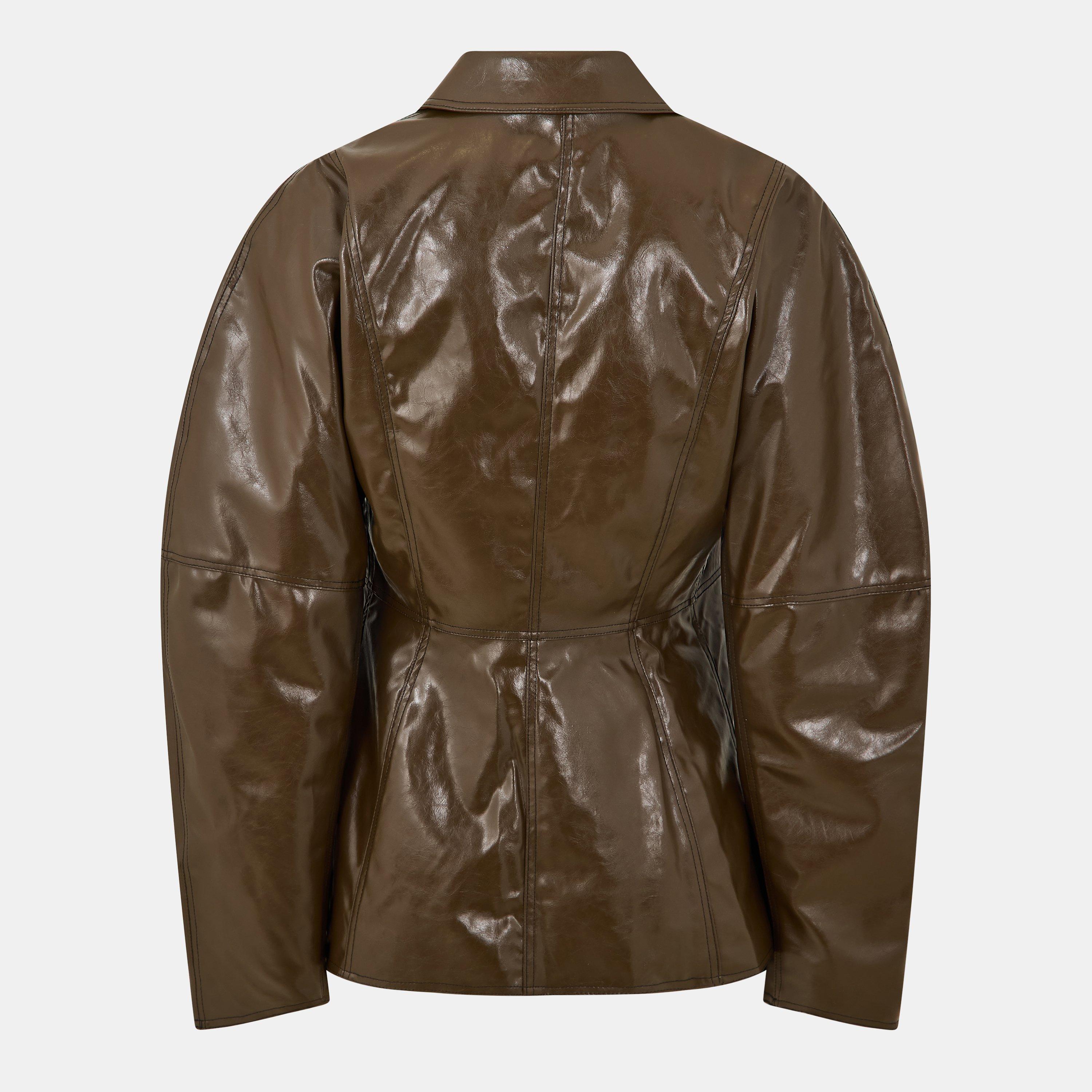 Teak - Ganni - Women's Patent Blazer - 2