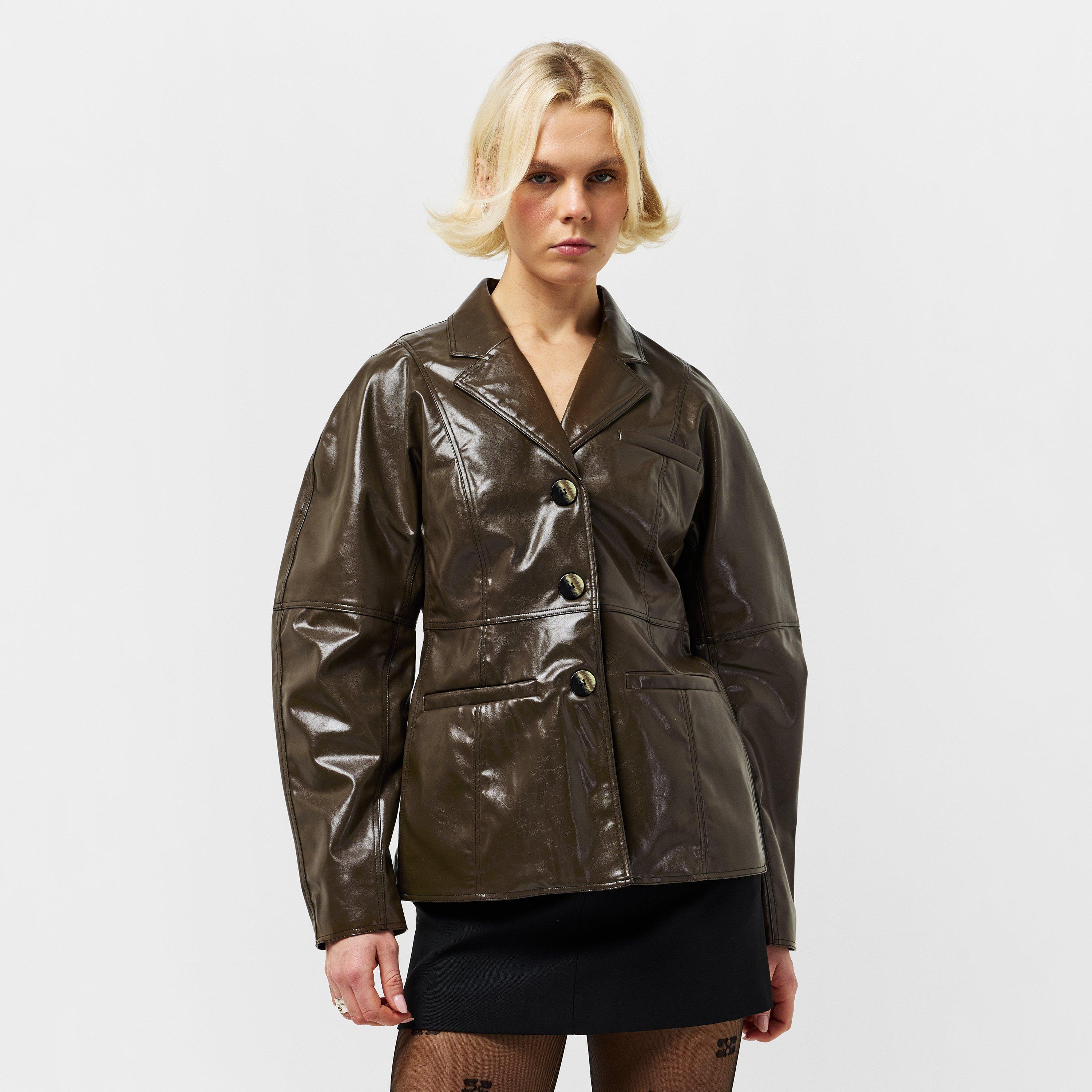 Teak - Ganni - Women's Patent Blazer - 3