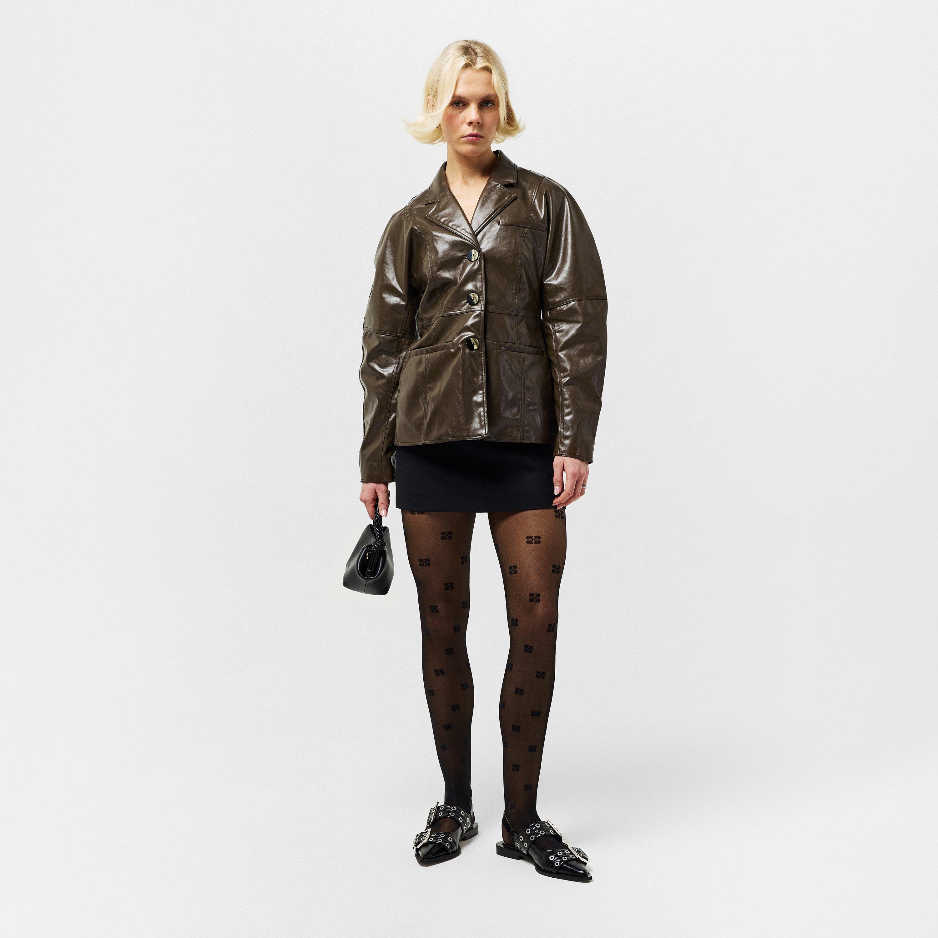 Teak - Ganni - Women's Patent Blazer - 6