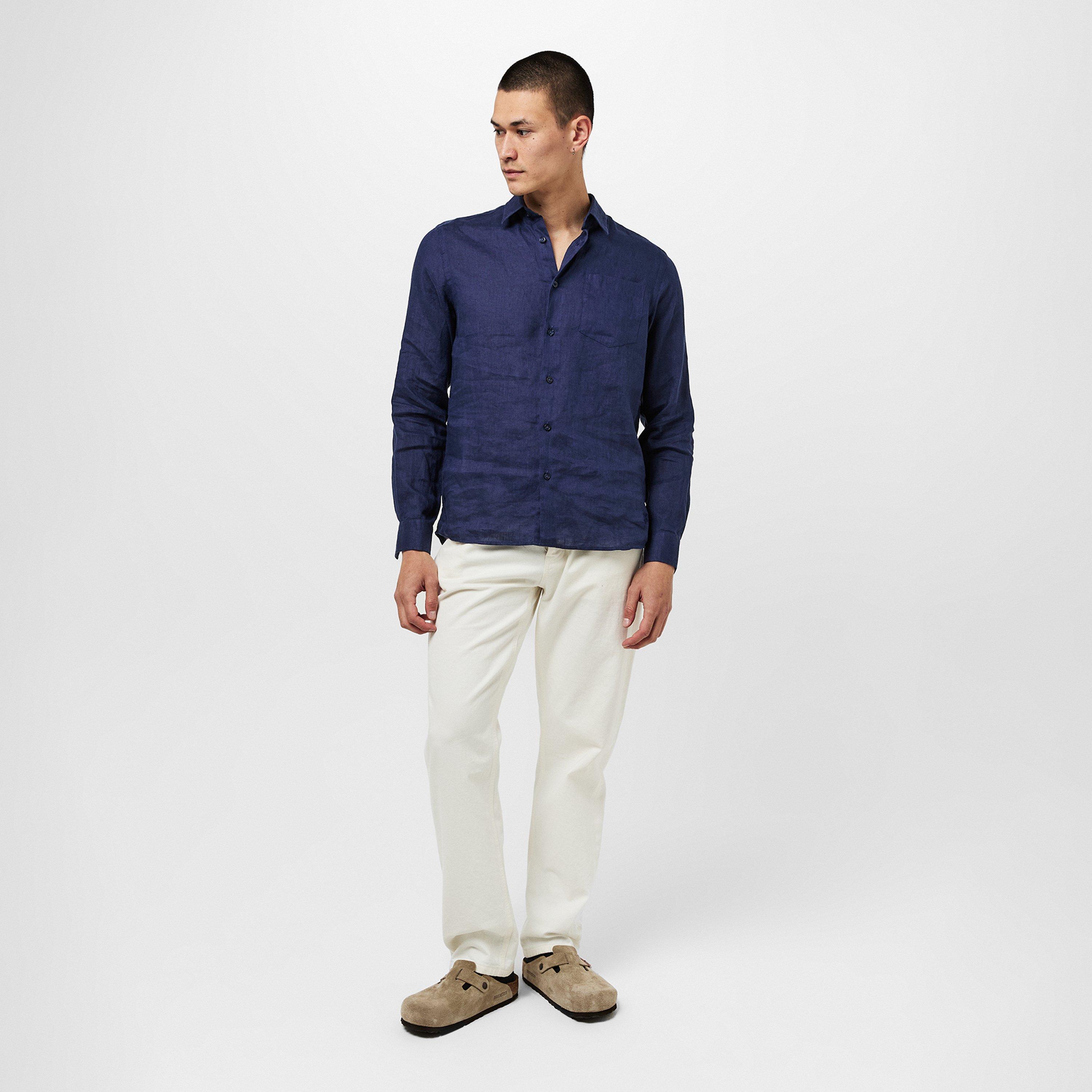 Bleu Marine 390 - Vilebrequin - Men's Caroubis Long Sleeve Plain Shirt - 6