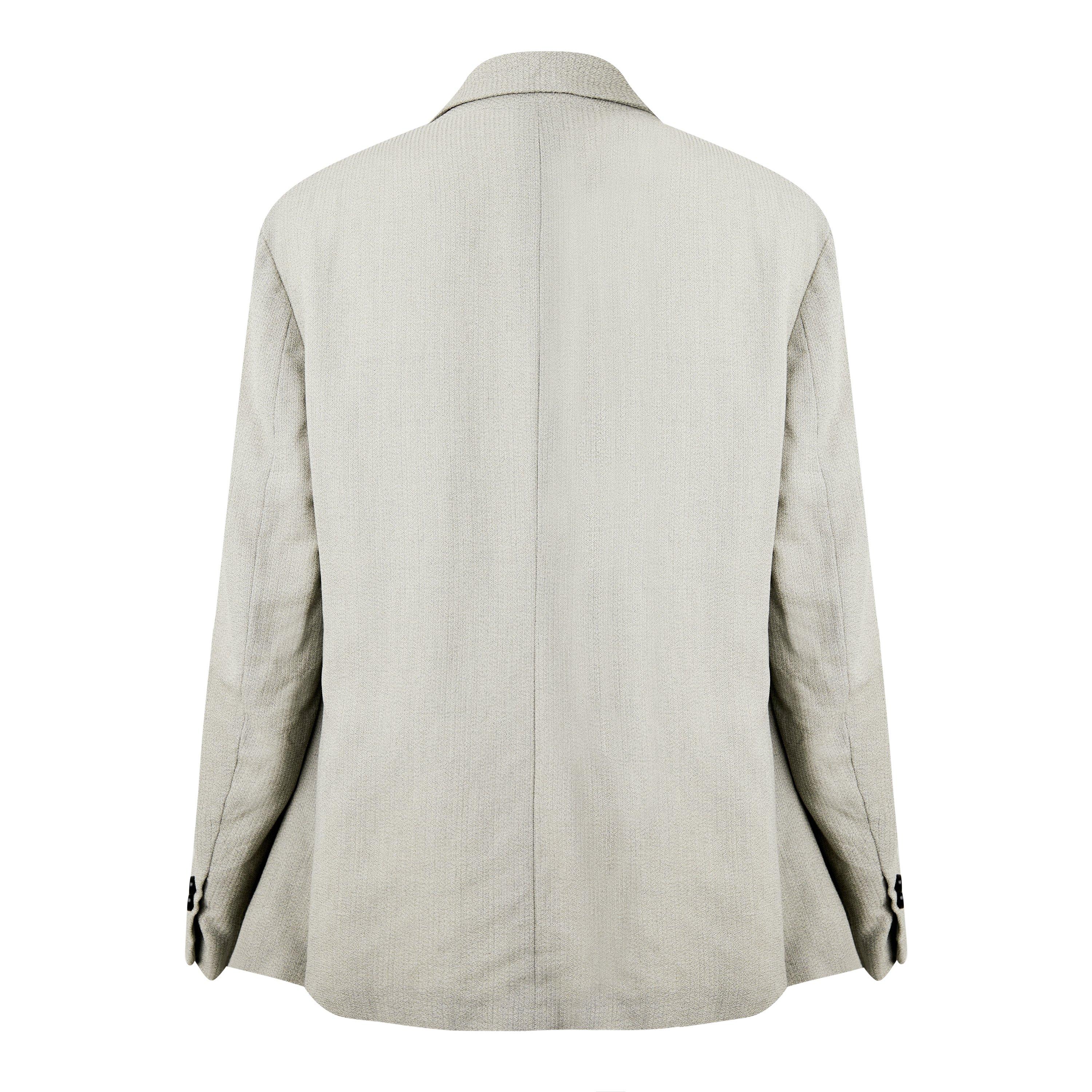 Bone/Melg 9286 - Bottega Veneta - Men's Mouline Wool Silk Long Sleeve Overshirt - 2