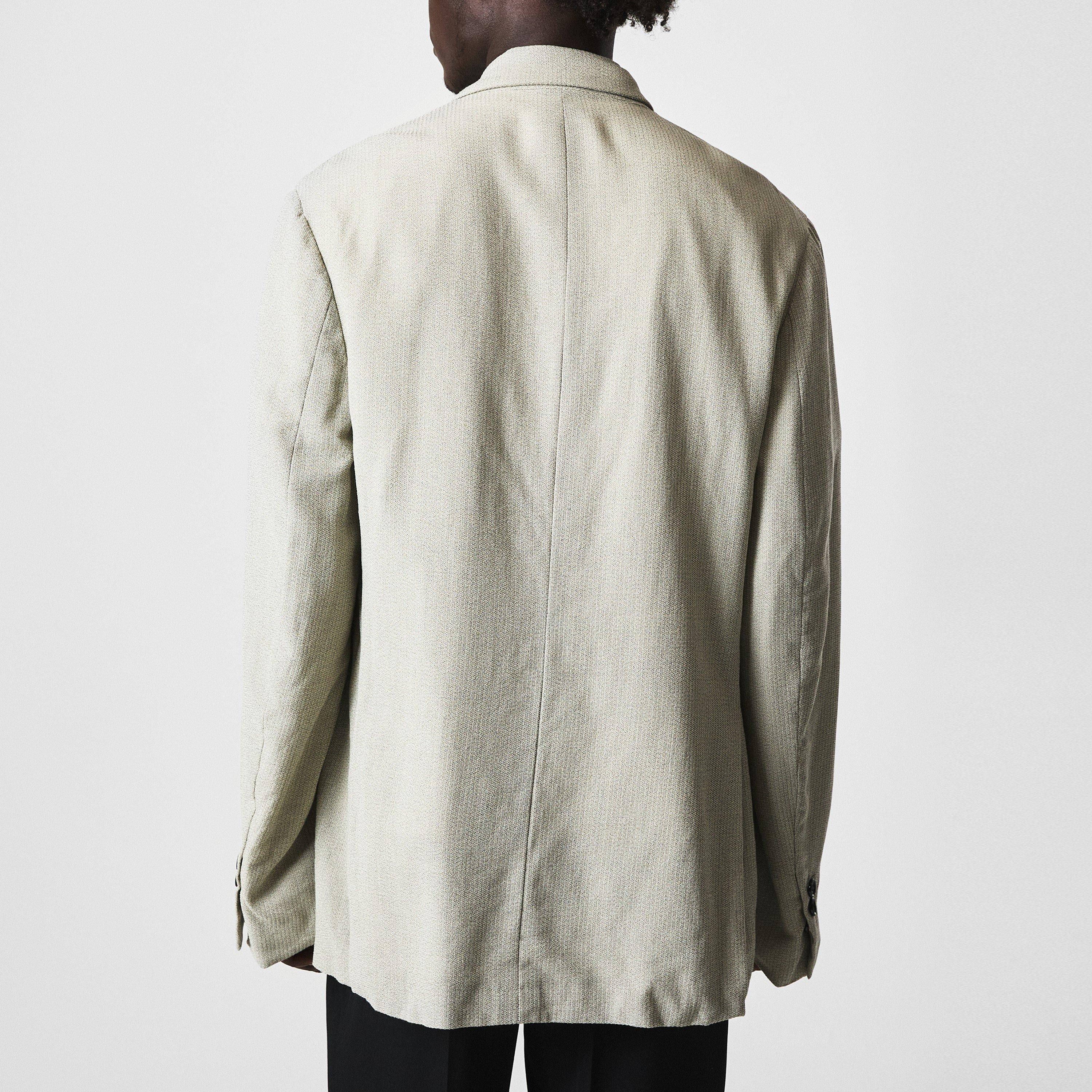 Bone/Melg 9286 - Bottega Veneta - Men's Mouline Wool Silk Long Sleeve Overshirt - 4