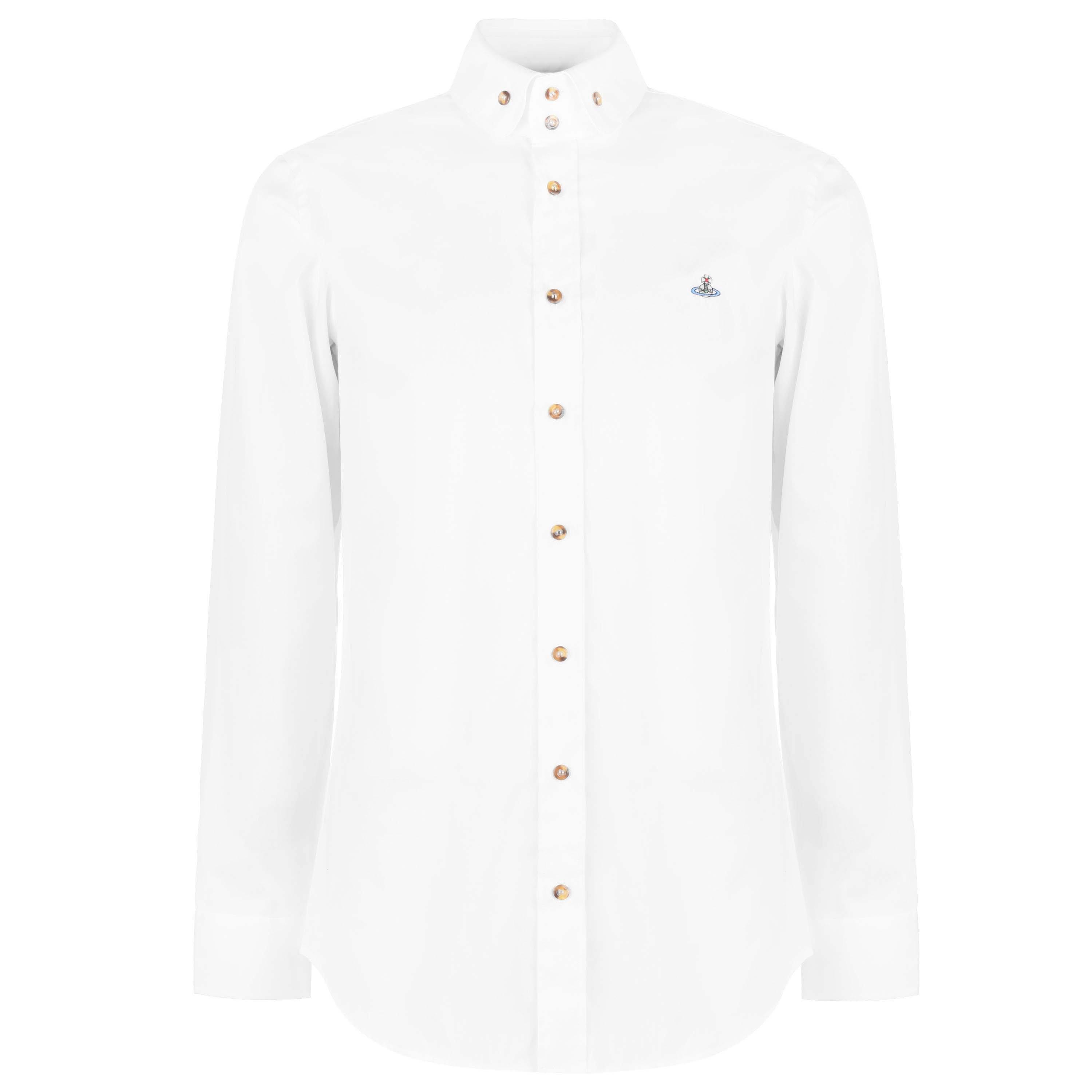 White - Vivienne Westwood - Men's Logo Cotton Krall Long Sleeved Shirt - 7