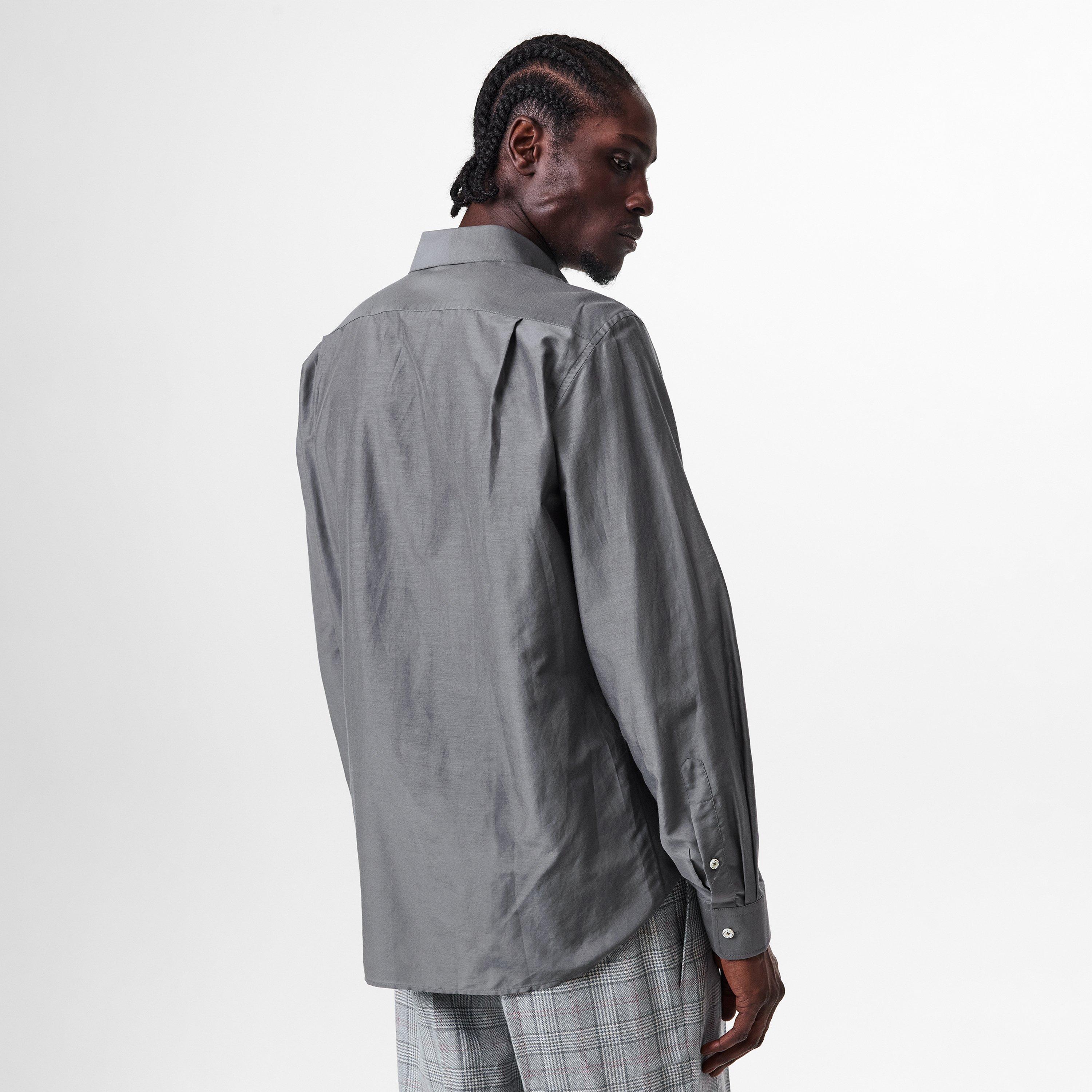 Grey - Vivienne Westwood - Men's Logo Cotton Krall Long Sleeved Shirt - 4