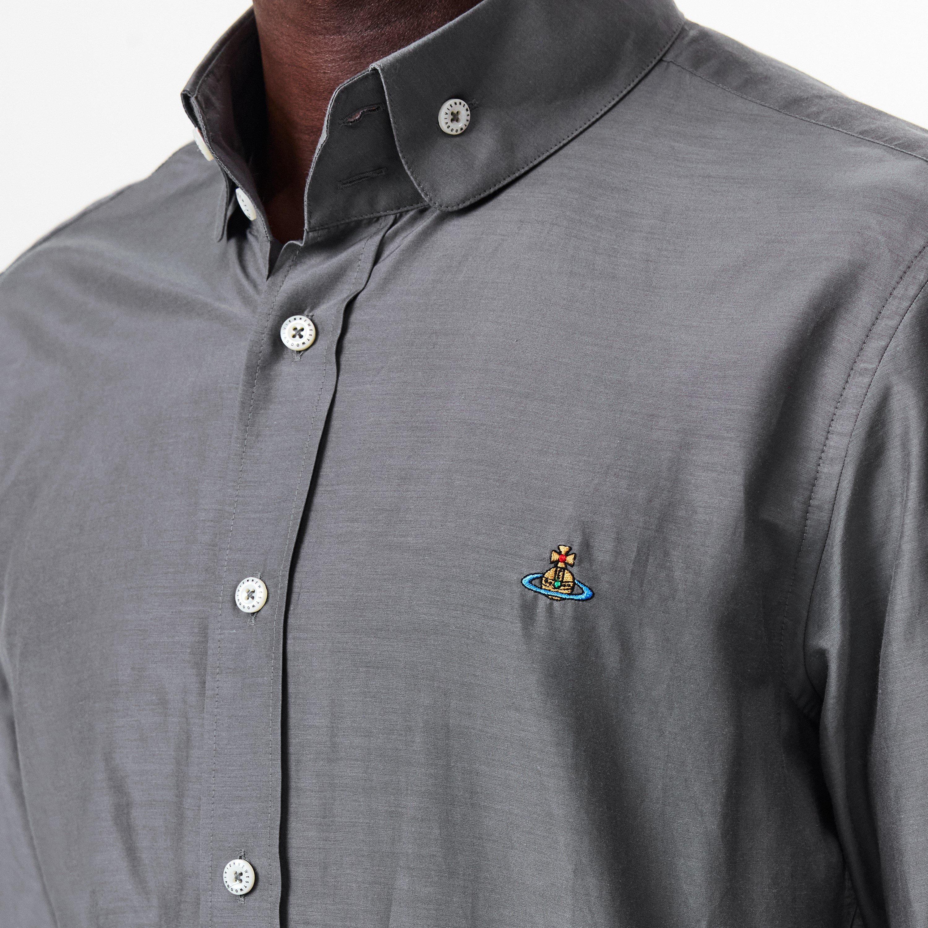 Grey - Vivienne Westwood - Men's Logo Cotton Krall Long Sleeved Shirt - 5