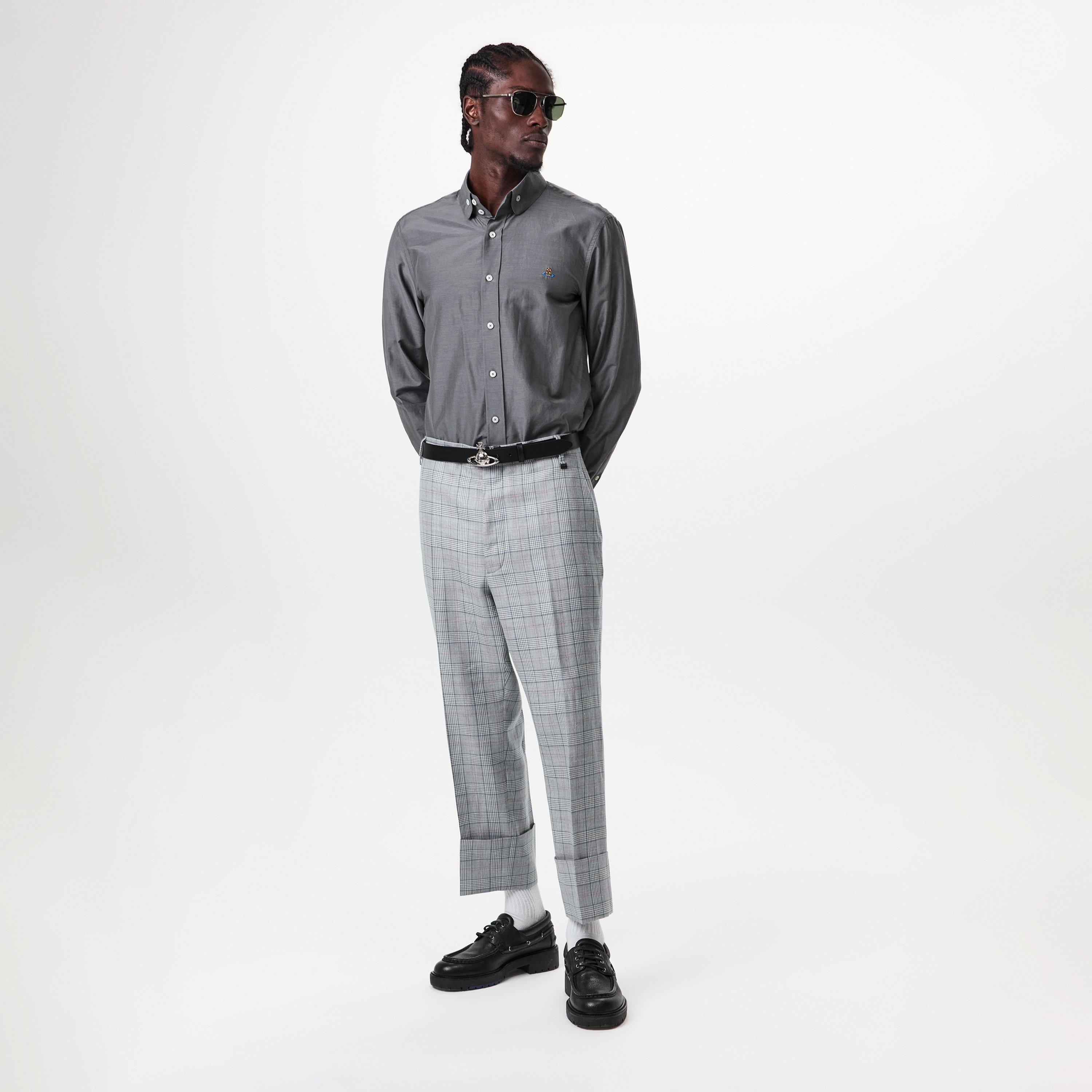 Grey - Vivienne Westwood - Men's Logo Cotton Krall Long Sleeved Shirt - 6