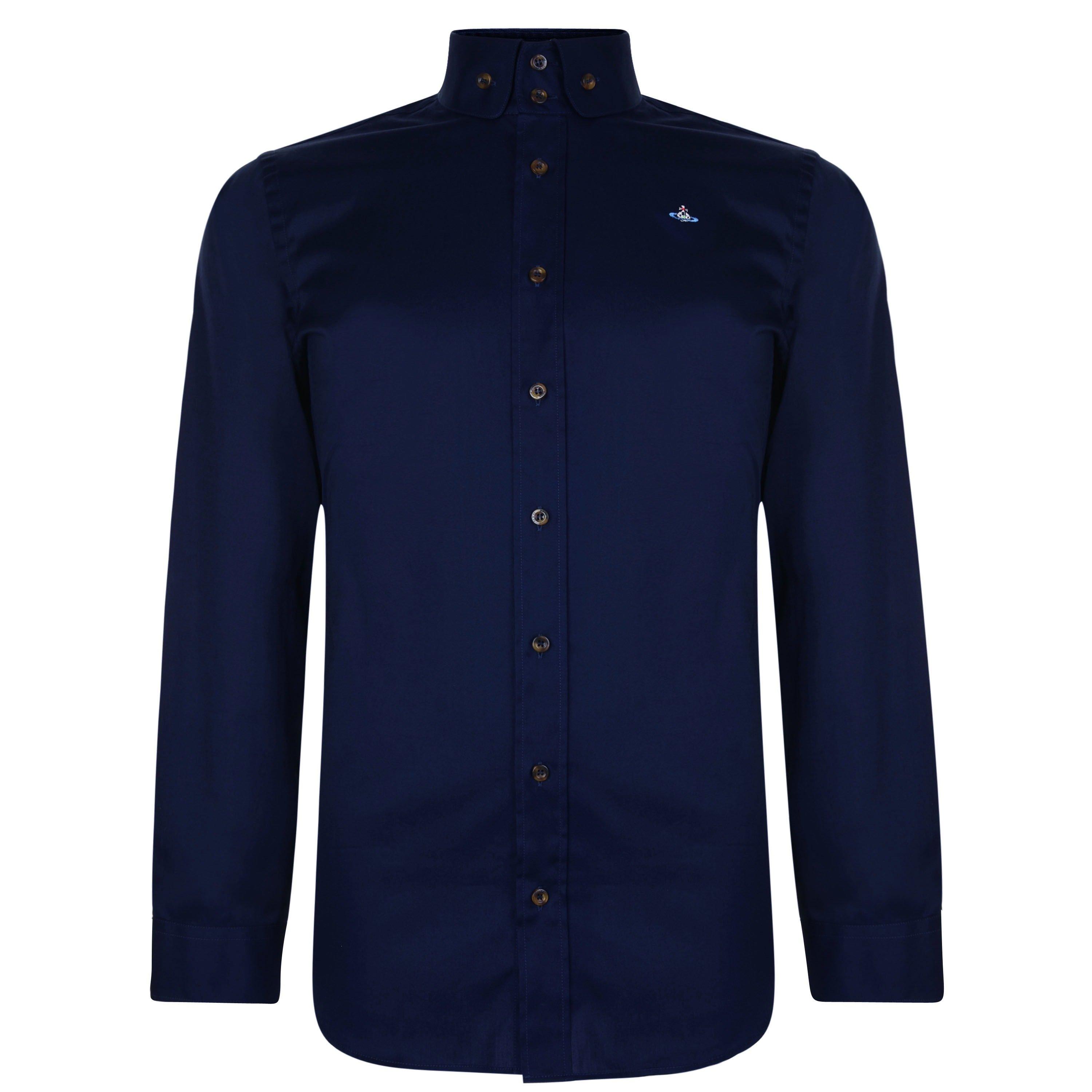 Vivienne Westwood Men's Logo Cotton Krall Long Sleeved Shirt - Navy - Size S (46)