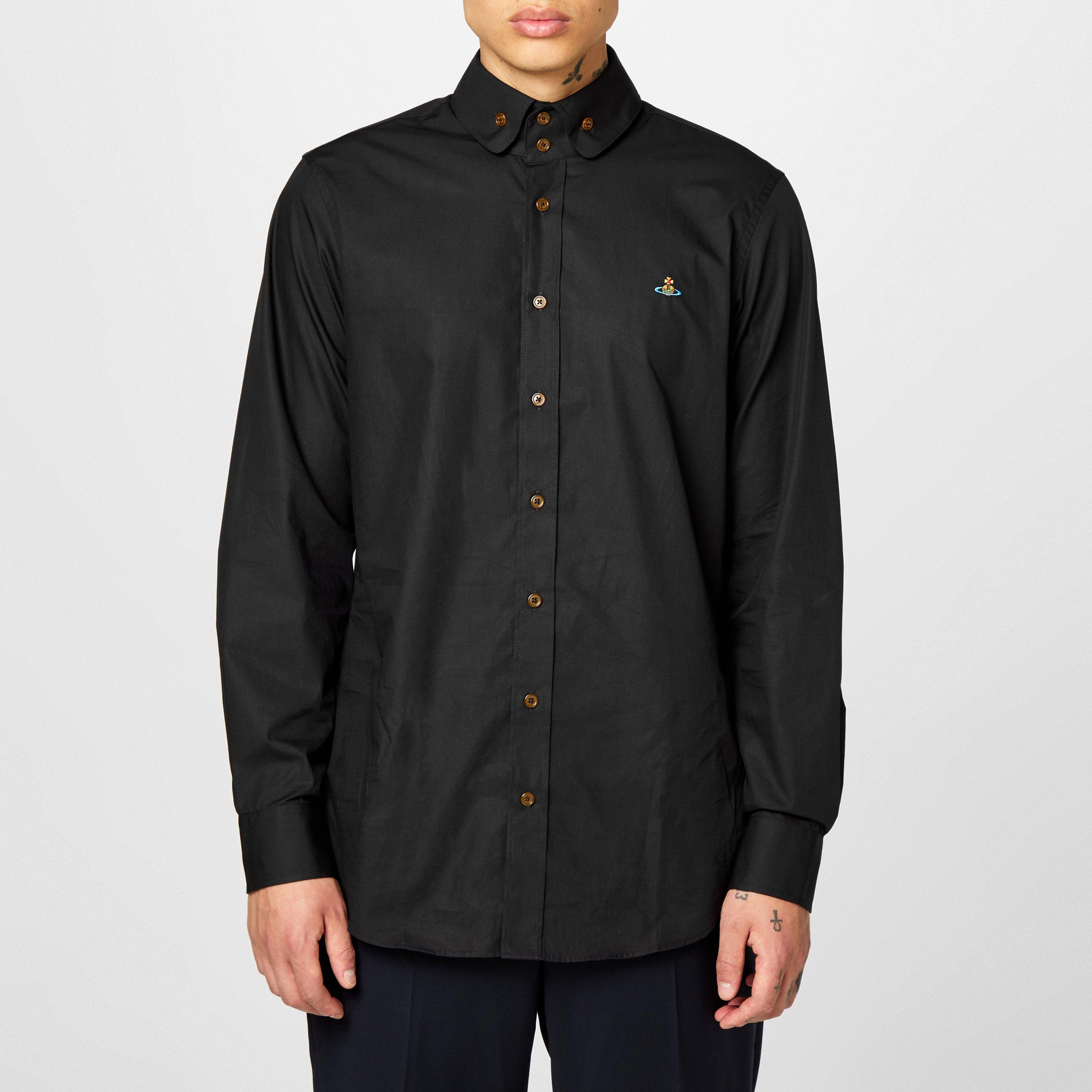 Black - Vivienne Westwood - Men's Logo Cotton Krall Long Sleeved Shirt - 3