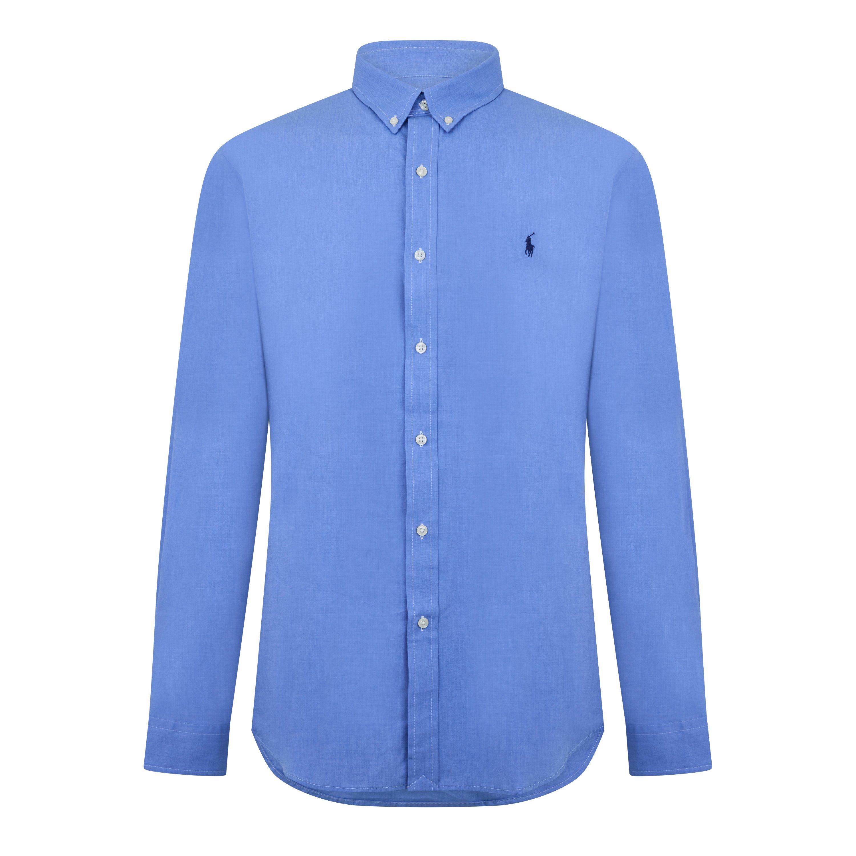 Blue End on End - Polo Ralph Lauren - Men's Slim Fit Poplin Long-Sleeve Shirt - 7