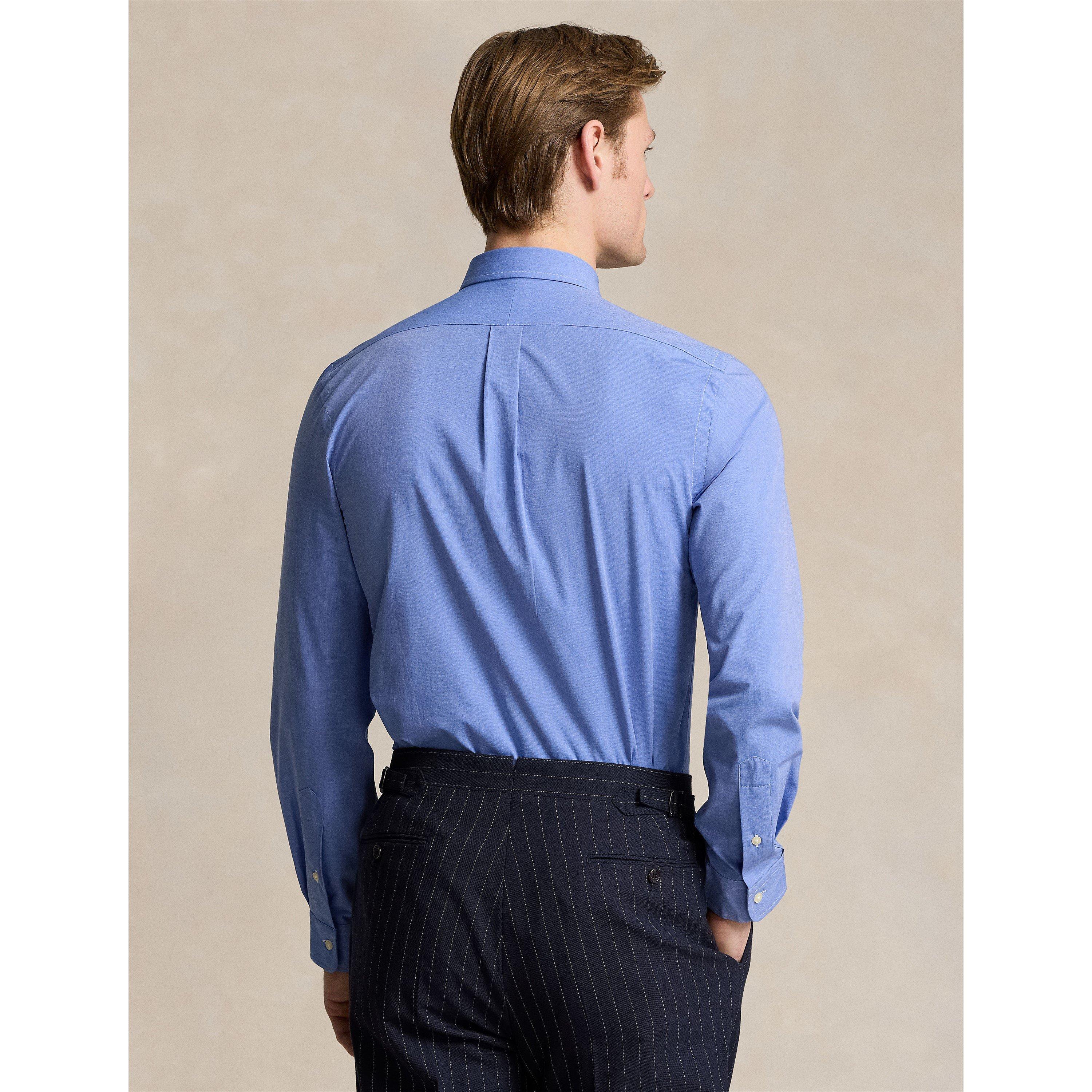 Blue End on End - Polo Ralph Lauren - Men's Slim Fit Poplin Long-Sleeve Shirt - 4