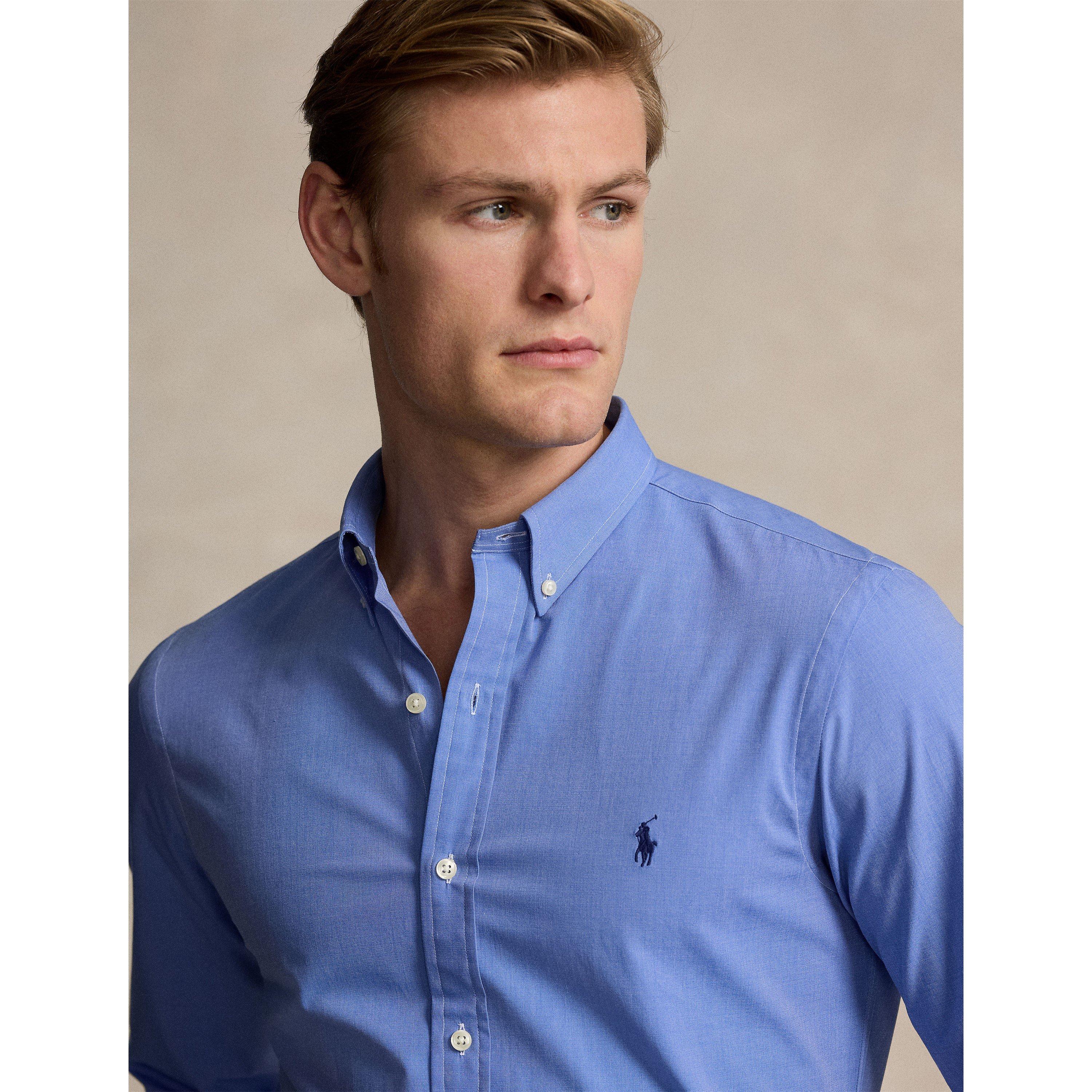 Blue End on End - Polo Ralph Lauren - Men's Slim Fit Poplin Long-Sleeve Shirt - 5