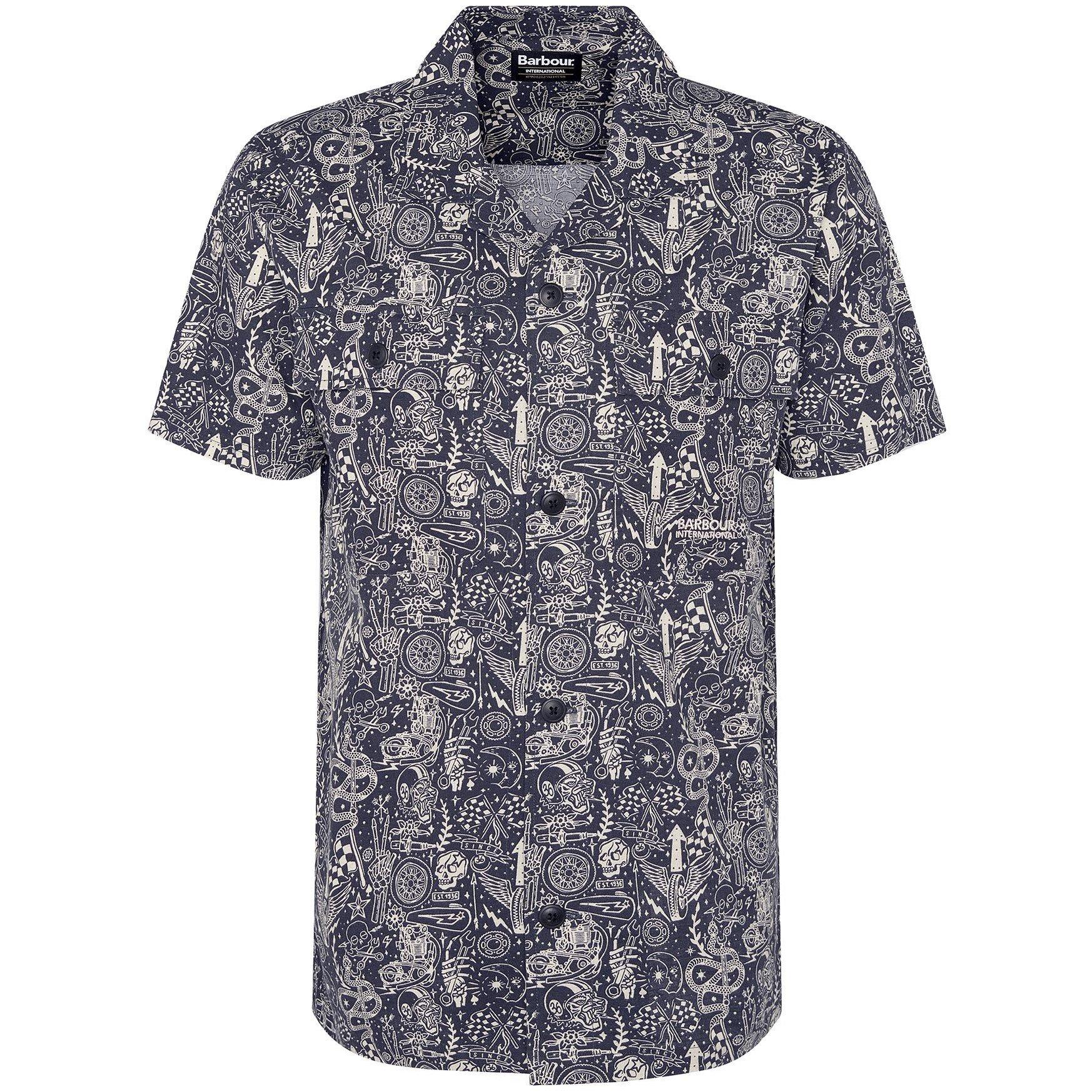 Navy NY91 - Barbour International - Mitchel Printed Short Sleeve Shirt - 7