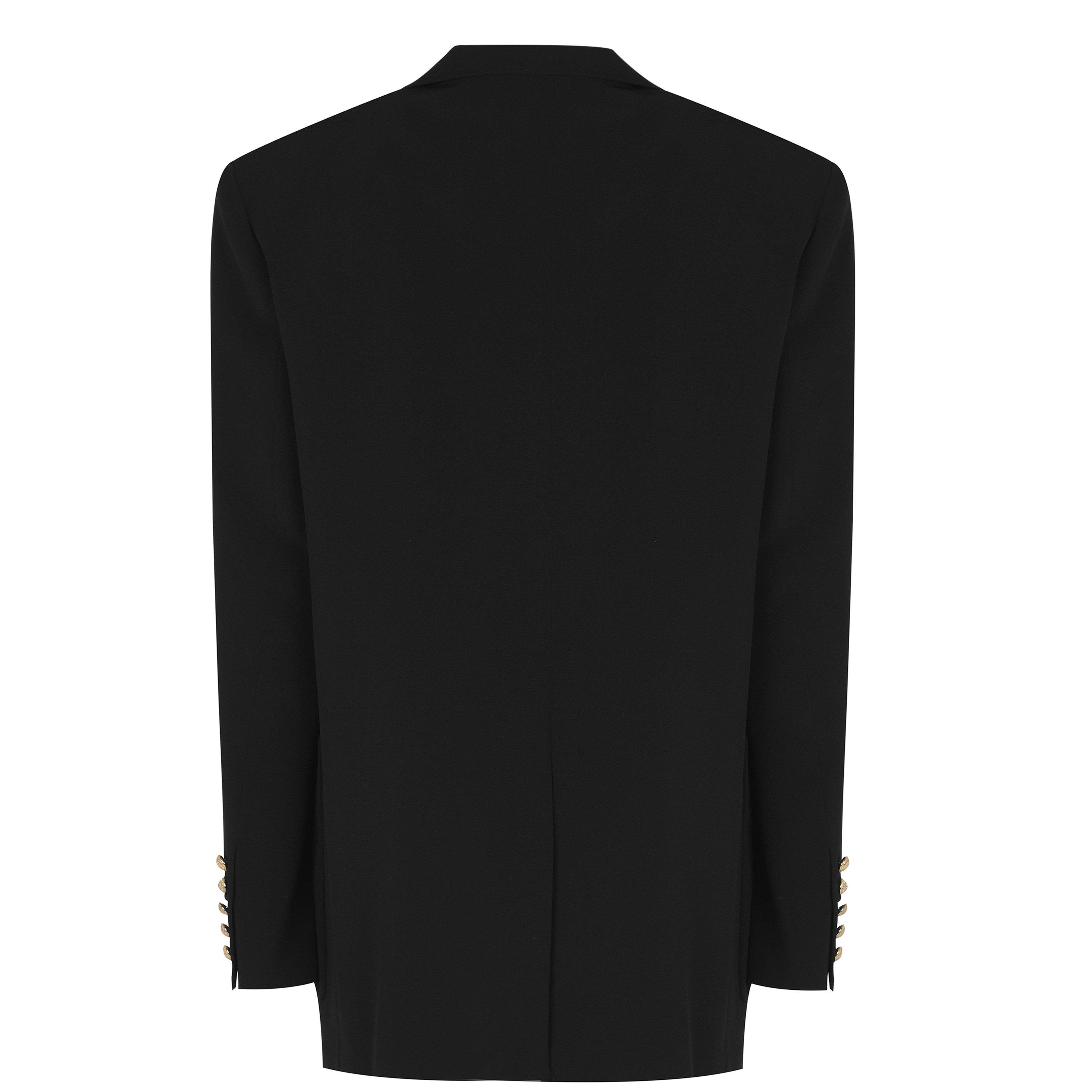 Noir 0PA - Balmain - Women's 6 Buttoned Boyfriend Double Breasted Viscose Long Sleeve Blazer - 5