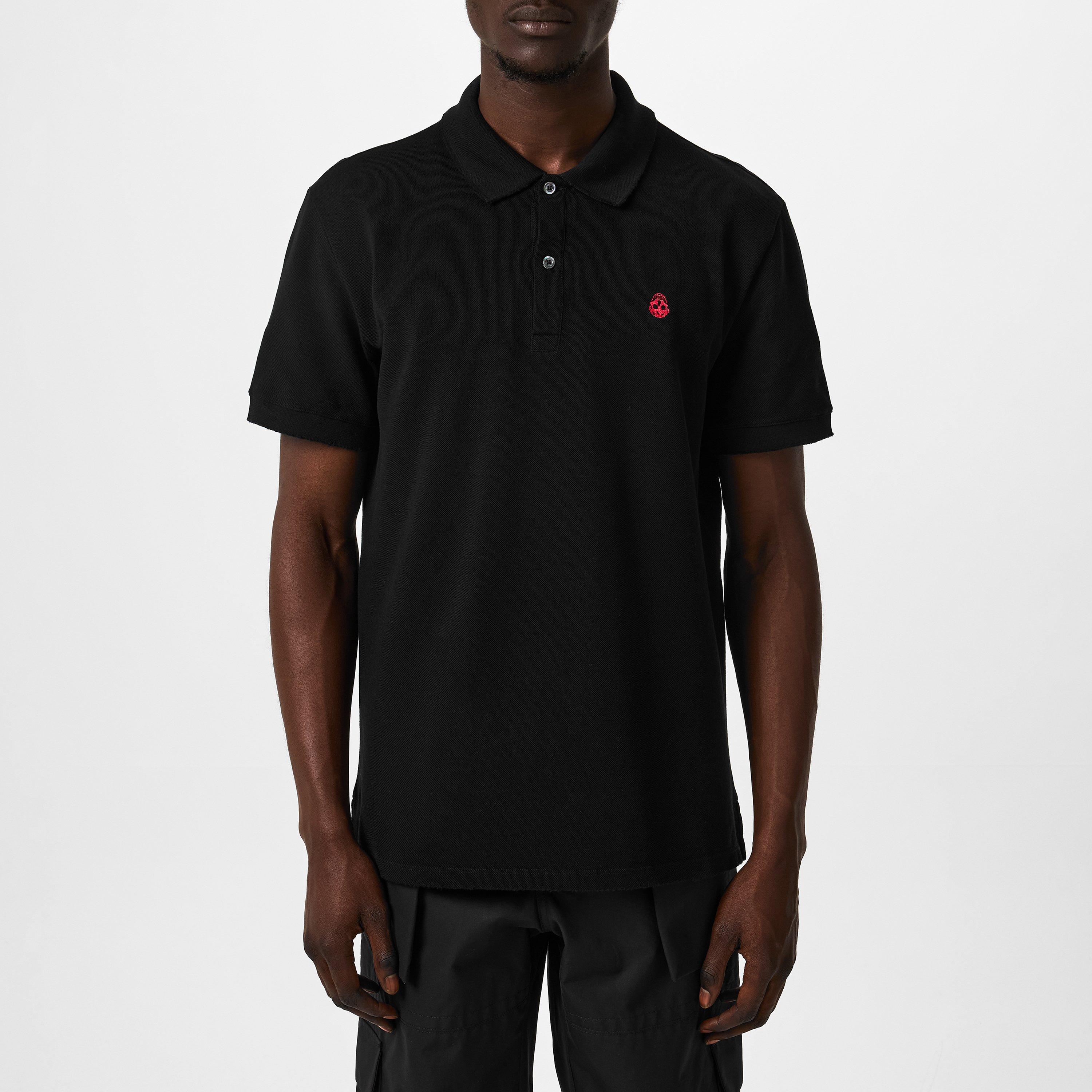Black Washed - Alexander McQueen - Embroidered Skull Polo Shirt - 1