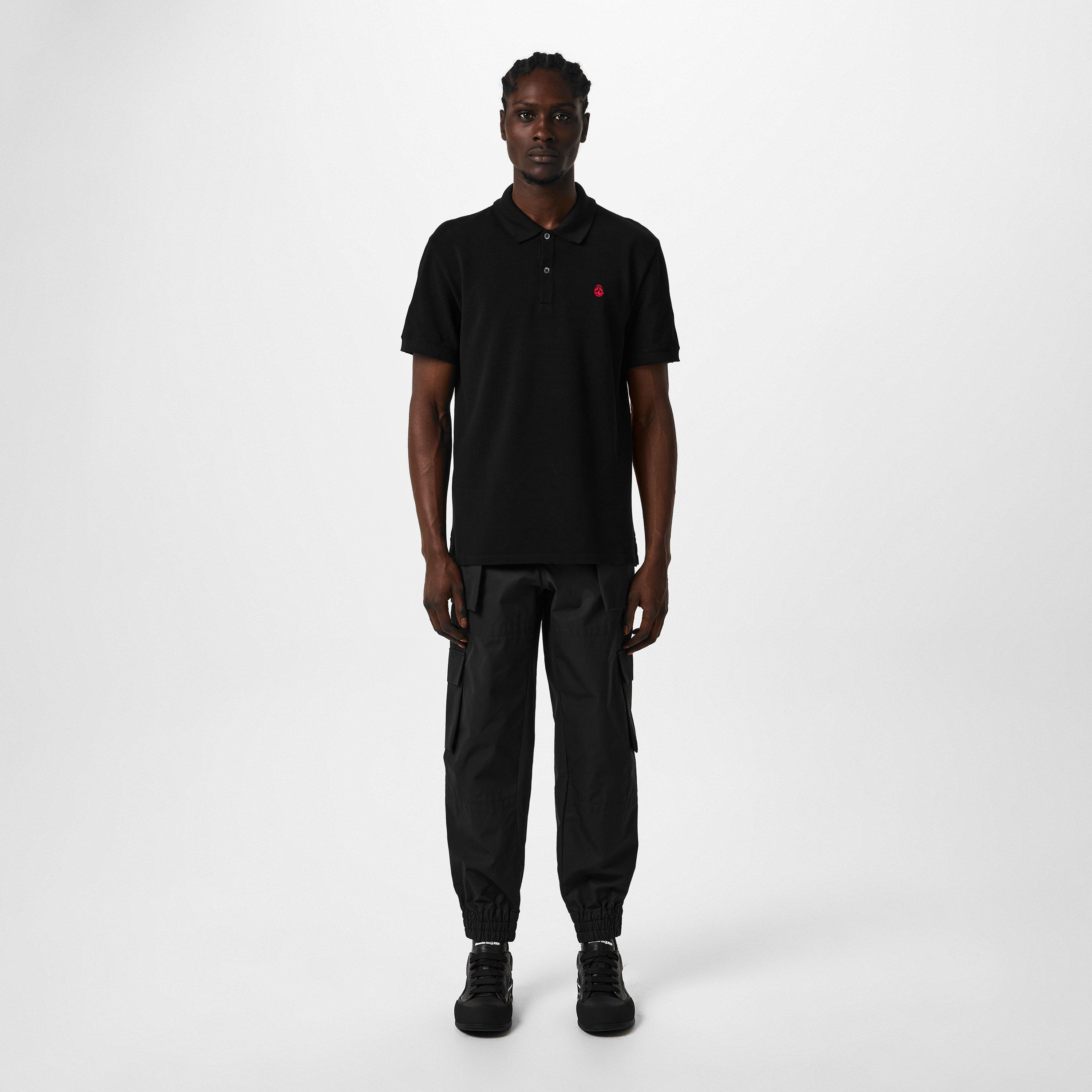 Black Washed - Alexander McQueen - Embroidered Skull Polo Shirt - 4