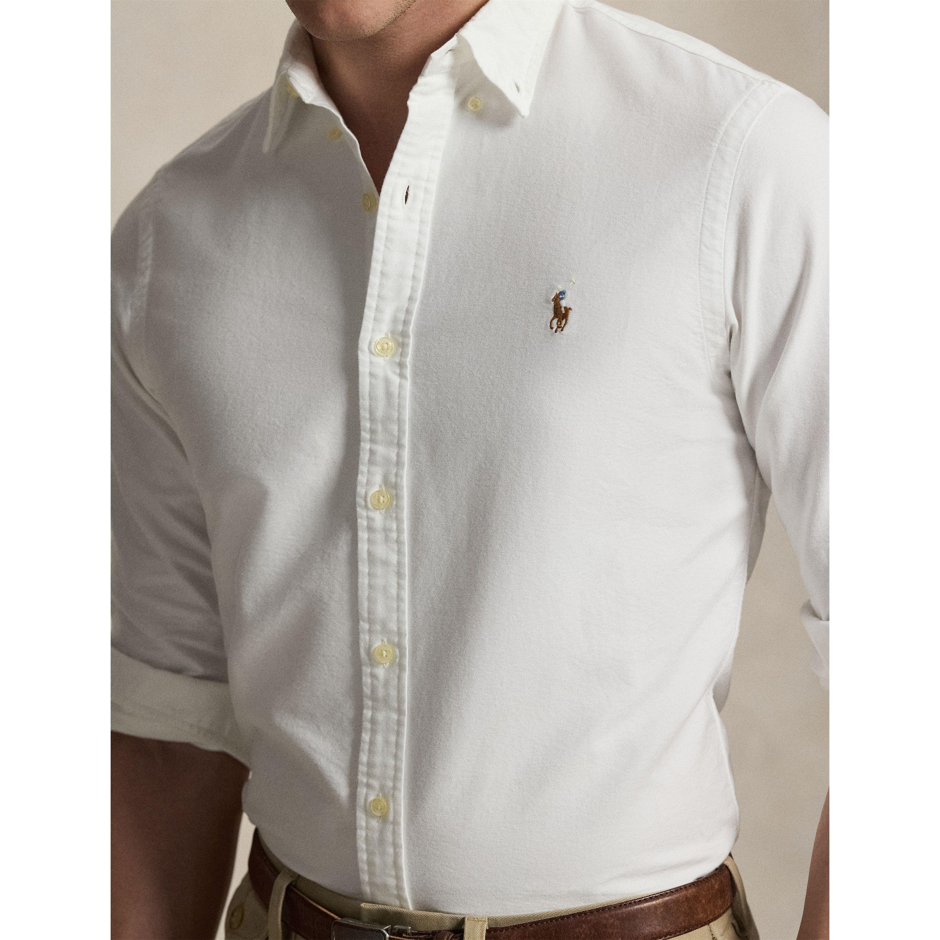 White - Polo Ralph Lauren - Men's Slim Fit Oxford Long Sleeve Shirt - 5