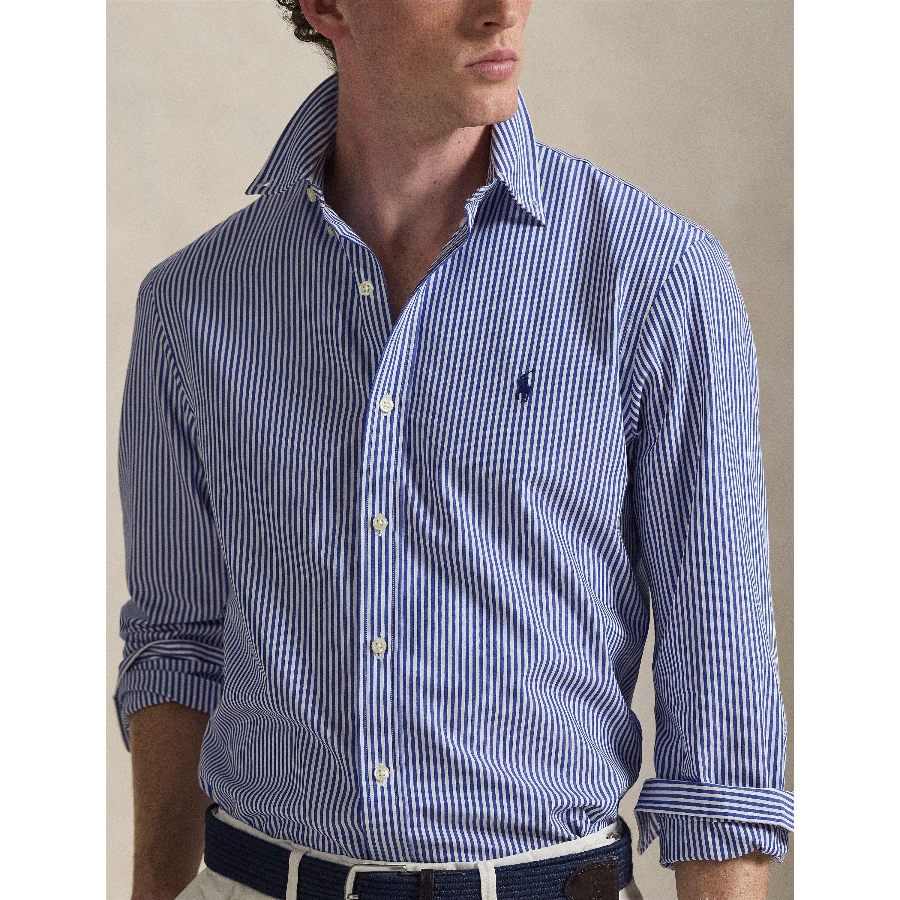 Blue/White 009 - Polo Ralph Lauren - Stripe Poplin Slim Fit Shirt - 5