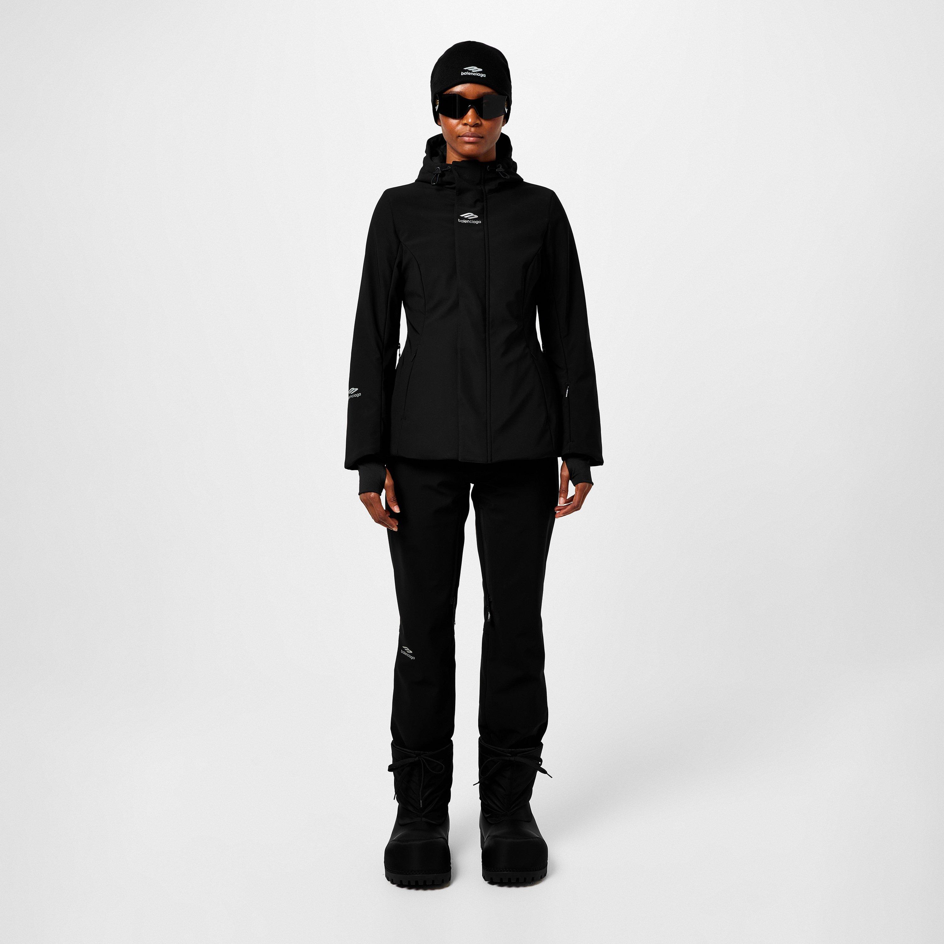 Black - Balenciaga - Women's Ski Hourglass Hooded Long Sleeve Short Puffer Jacket - 4