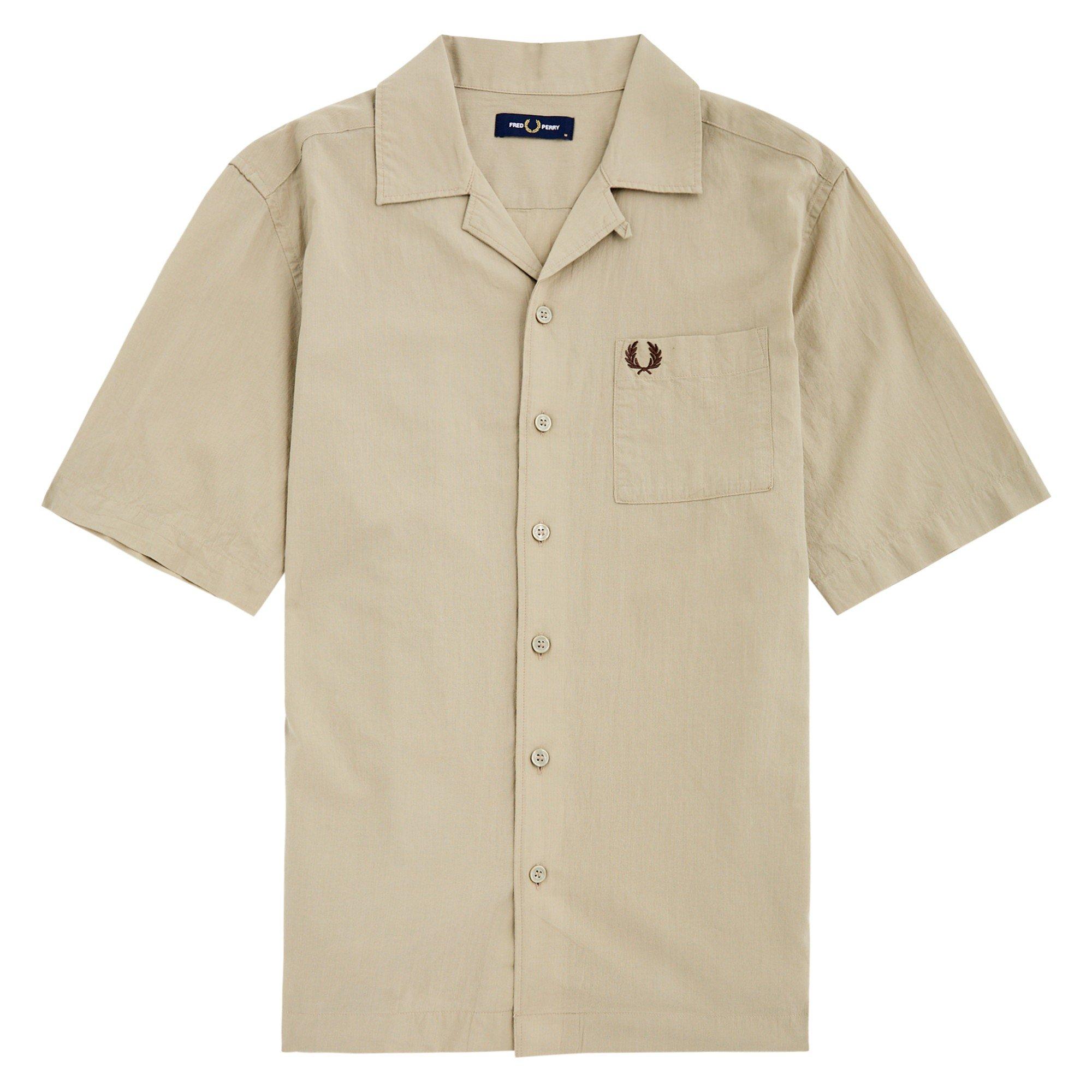 TAUPE - Fred Perry - FP SHIRT SS CAMP CLLR