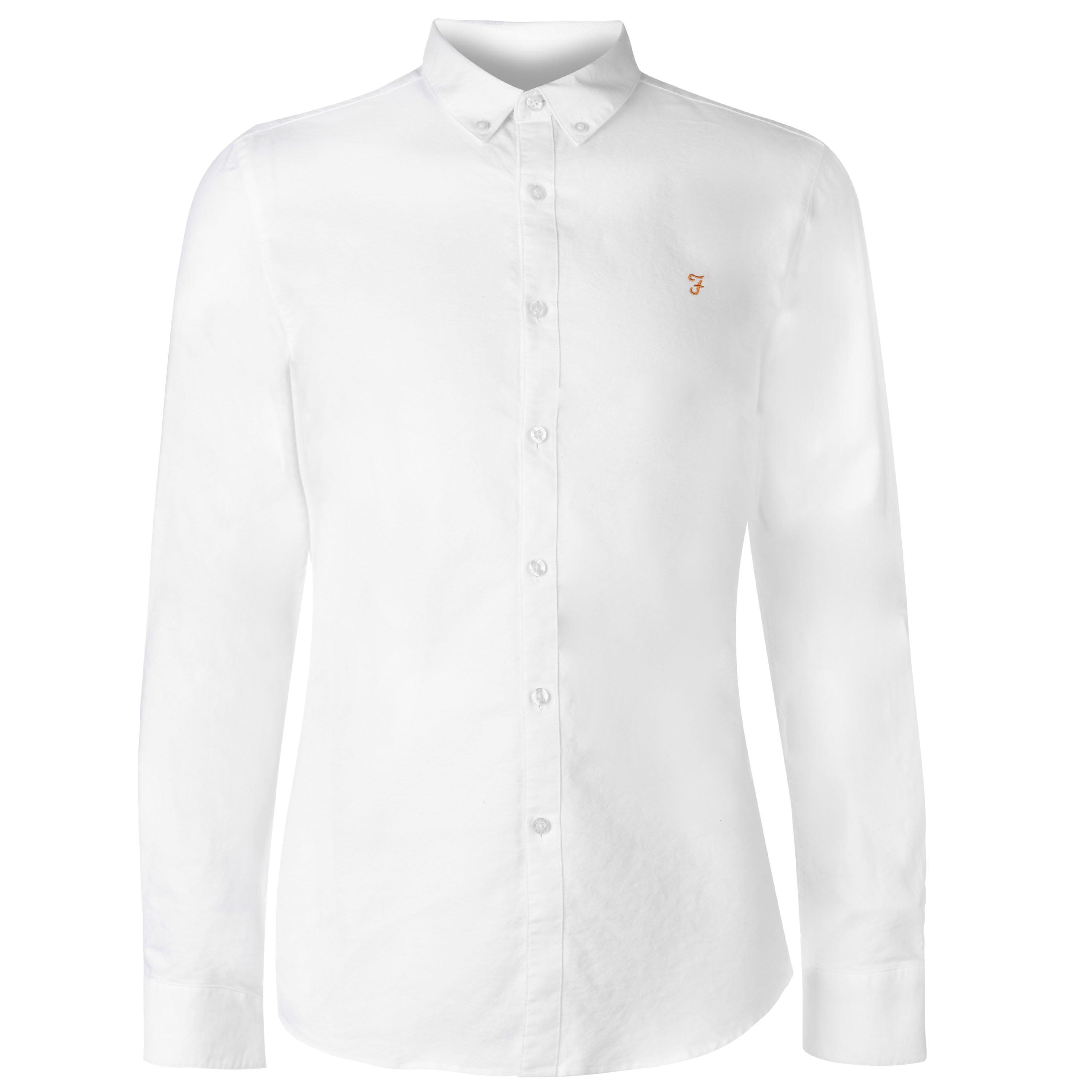 Farah Men's Oxford Long Sleeve Shirt - White 104 - Small
