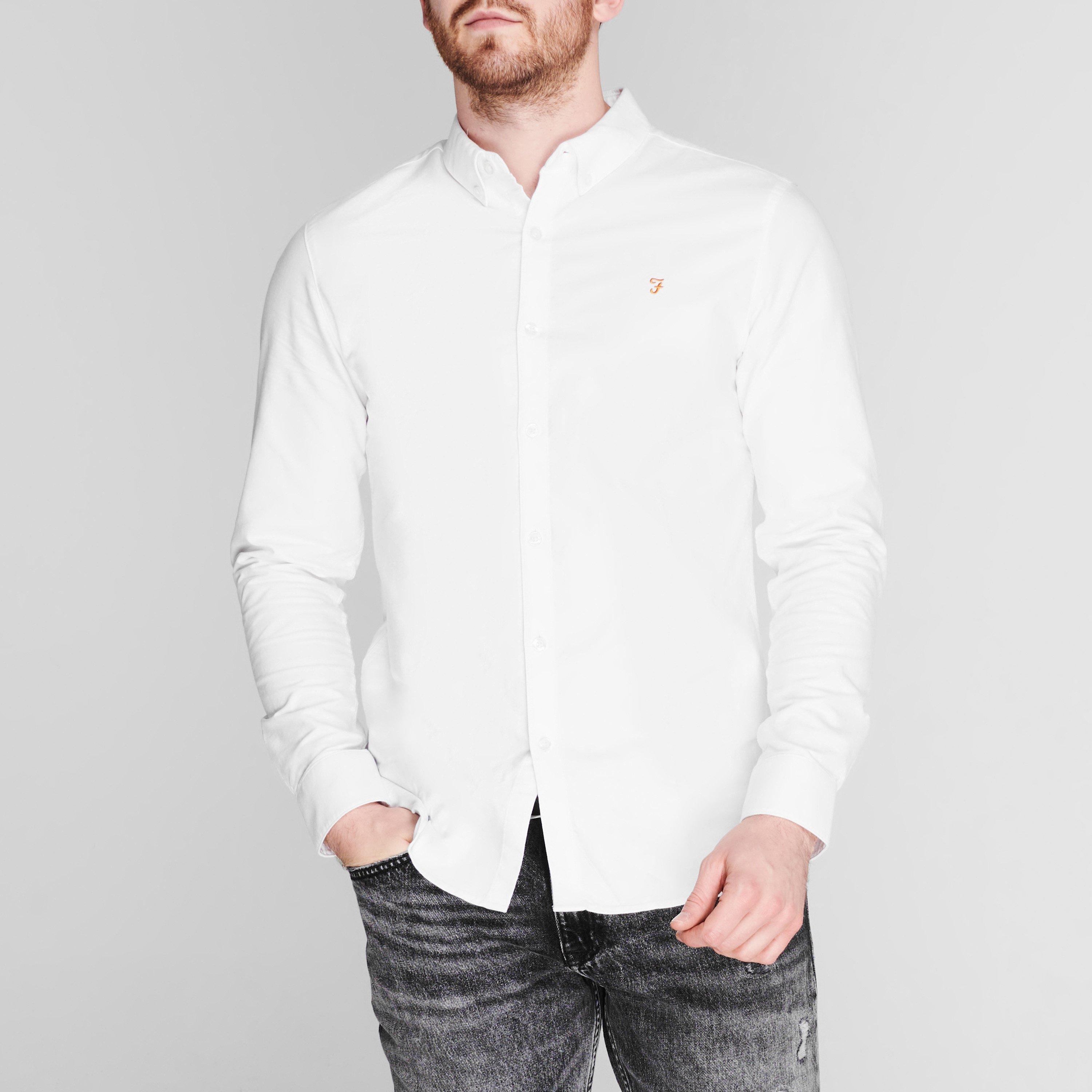 White 104 - Farah - Oxford Long Sleeve Shirt - 3