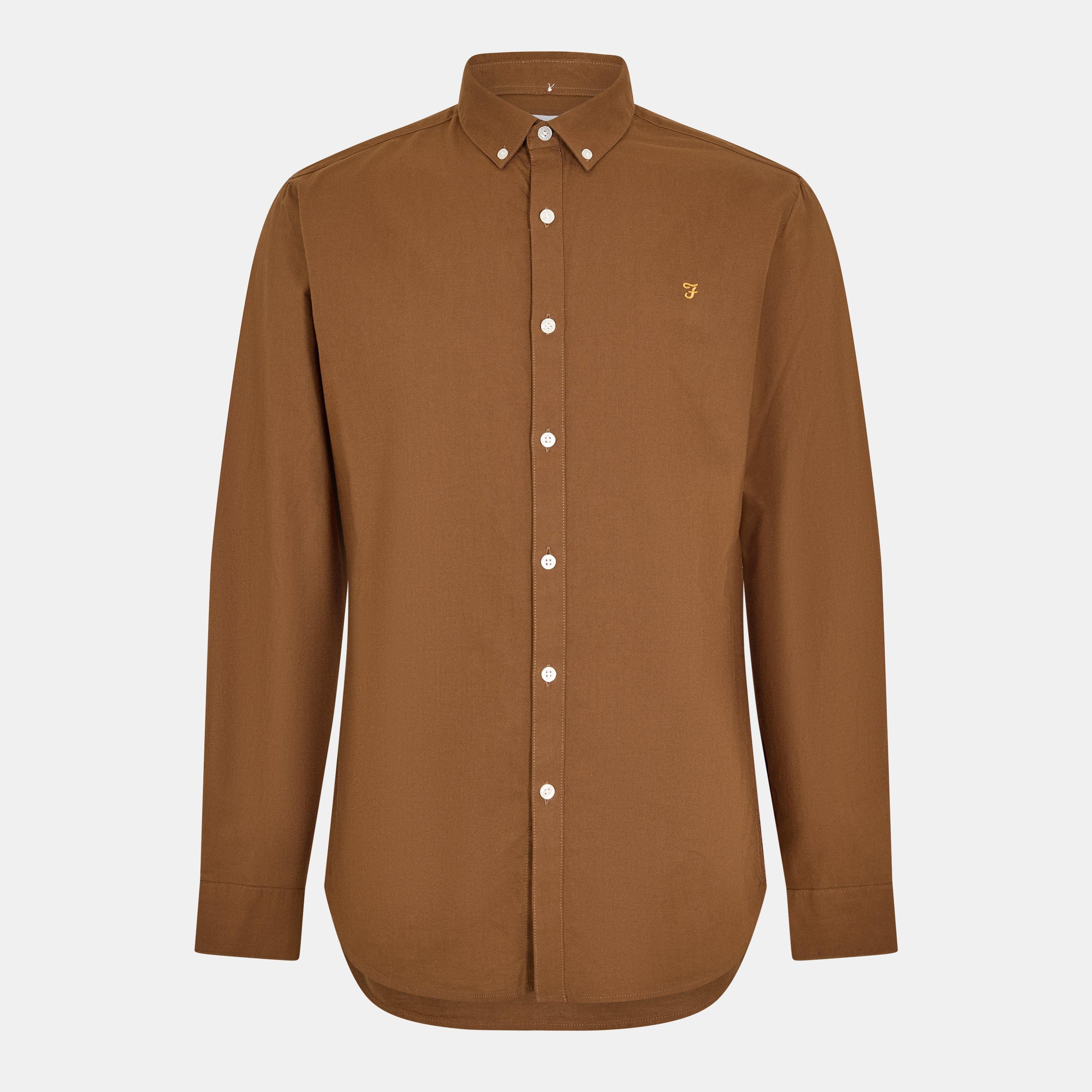 Farah Men's Oxford Long Sleeve Shirt - Mid Brown - Medium