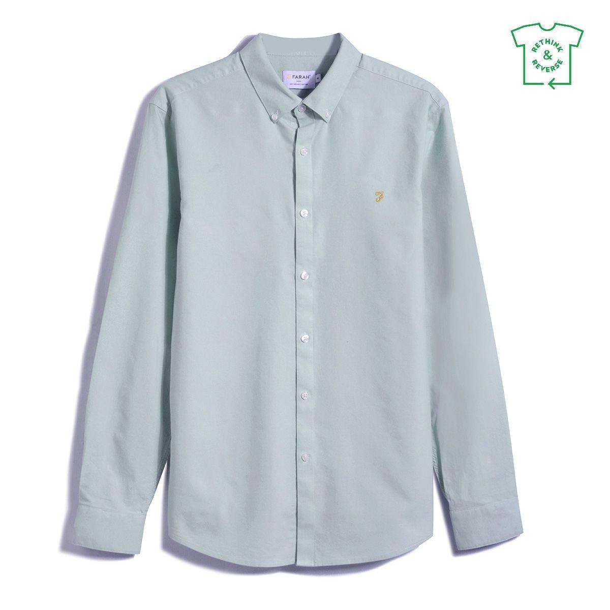 Farah Men's Oxford Long Sleeve Shirt - Jade 905 - X Large