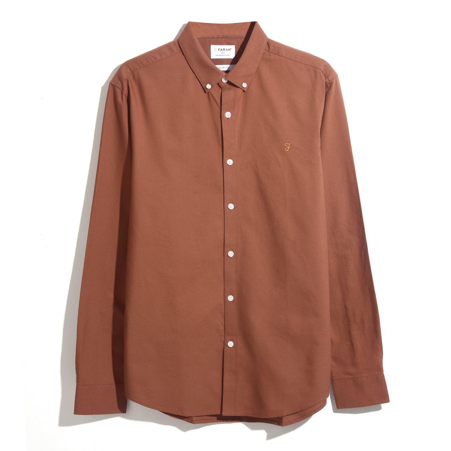 Farah Men's Oxford Long Sleeve Shirt - Teak - X Large