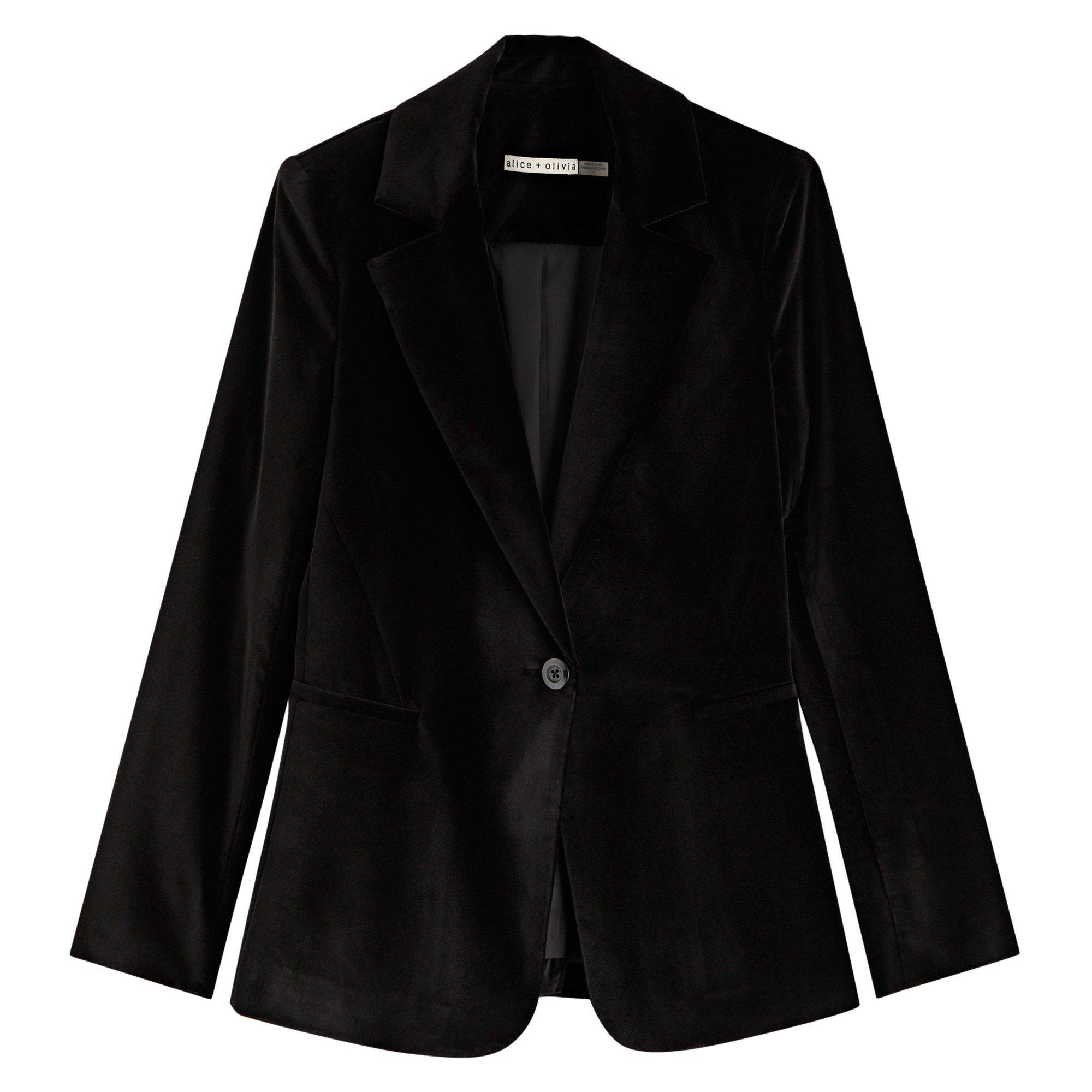 BLACK - Alice And Olivia - J MACEY VELVET FITTED BLAZER